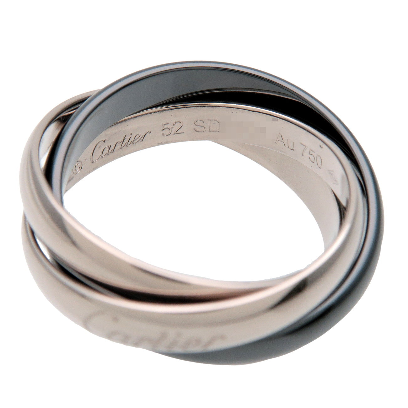 Cartier Trinity Ring MM K18 750W Gold Black Ceramic Black US6.5