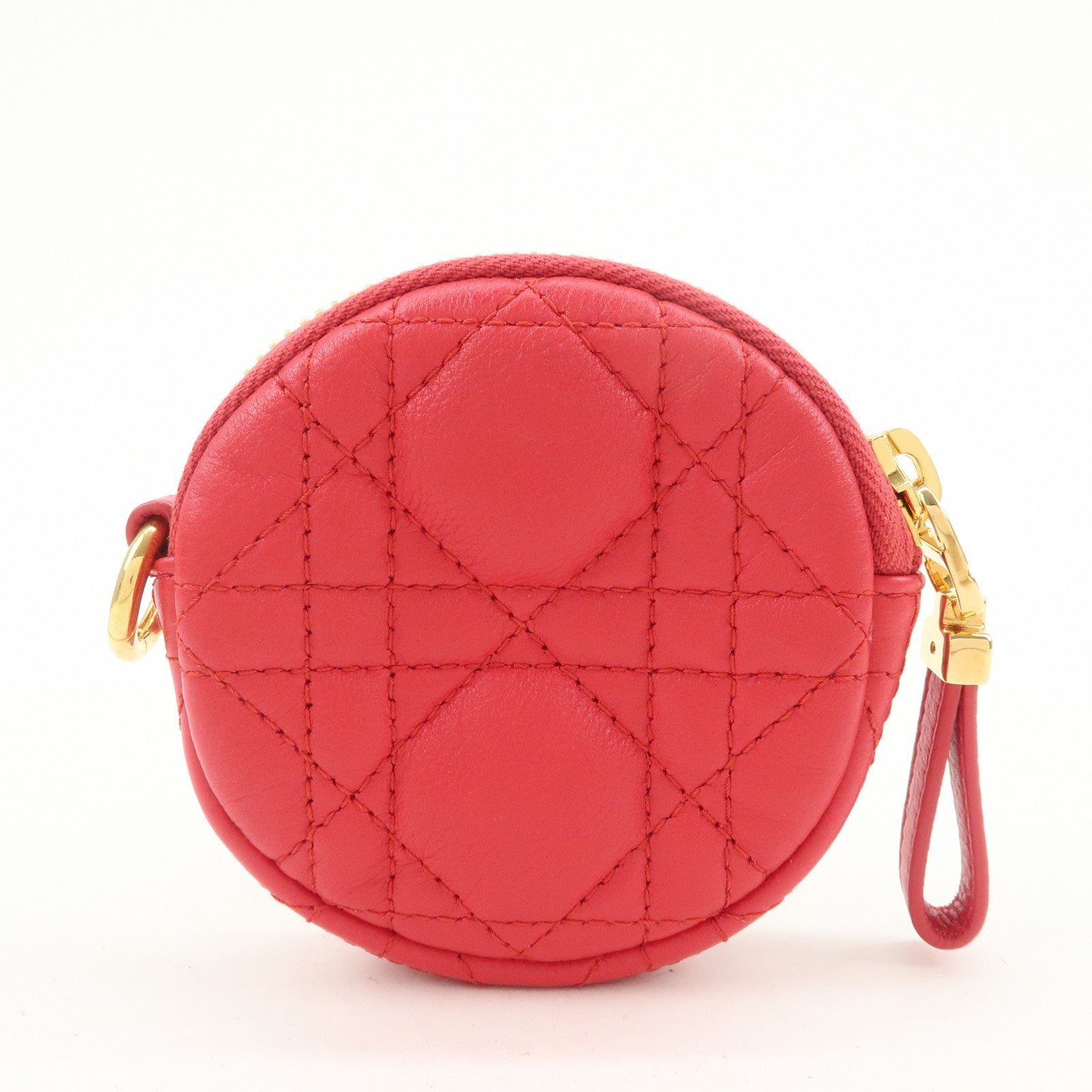 Christian Dior Cannage Caro Calfskin Pouch Coin Case Red