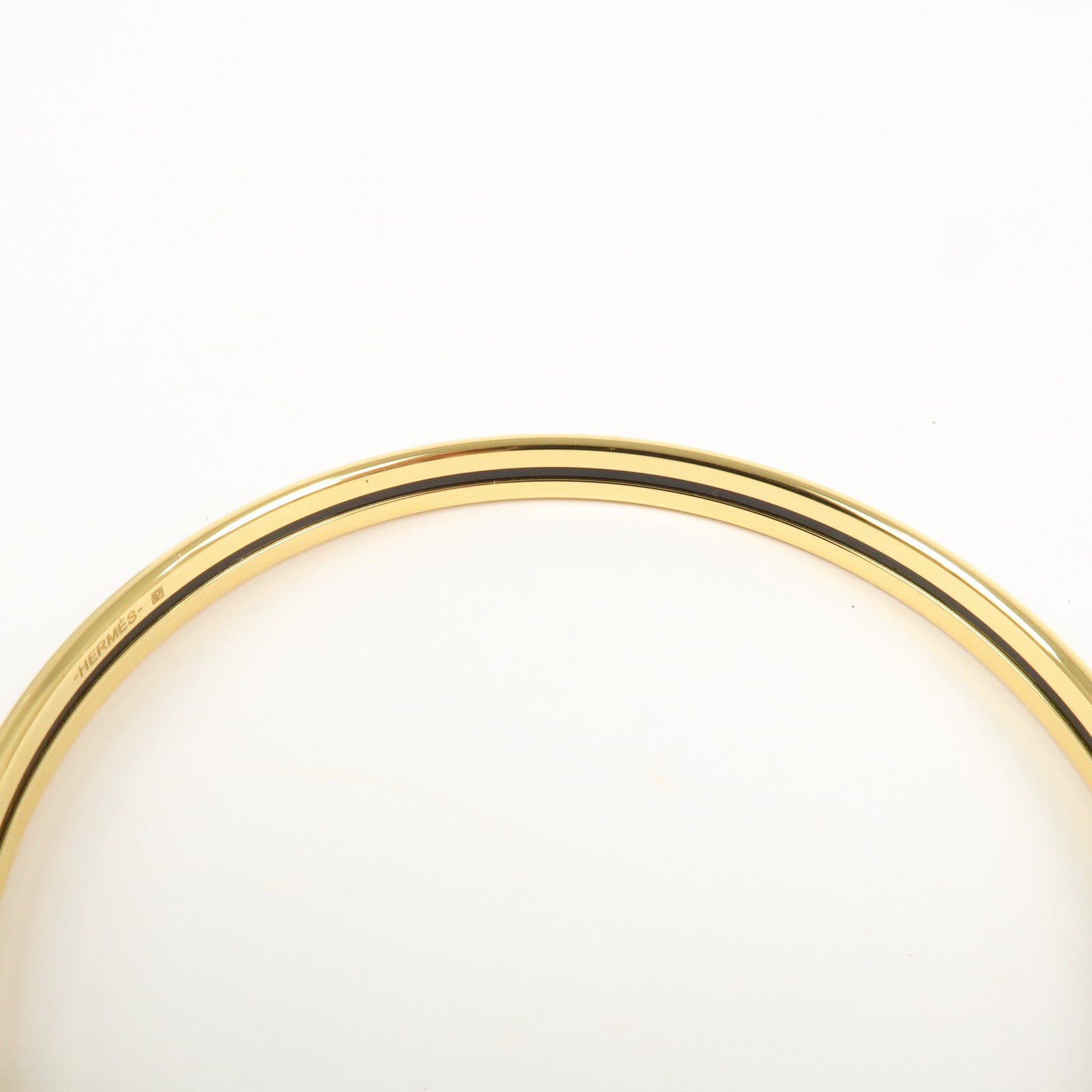 Hermes Logo Metal Uni Bangle Bracelet Right Pink Gold