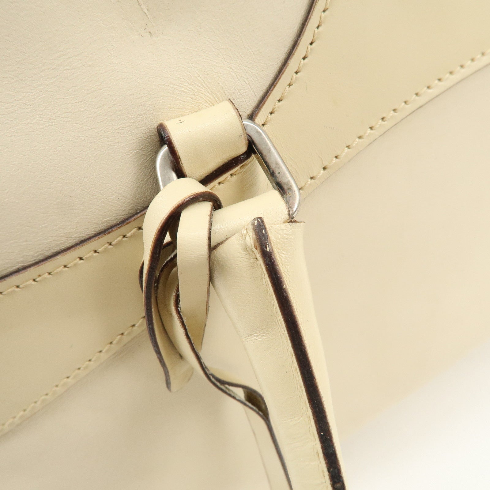 PRADA Leather Bowling Bag Boston Bag Shoulder Bag Ivory BL0049 Used