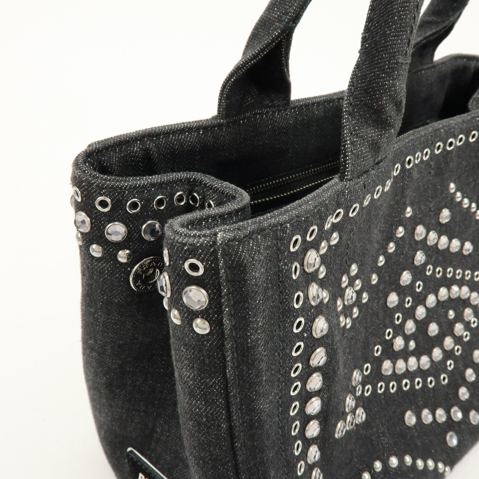 PRADA Triangle Logo Canapa Mini Bijou Denim Canvas 2Way Bag BN2439