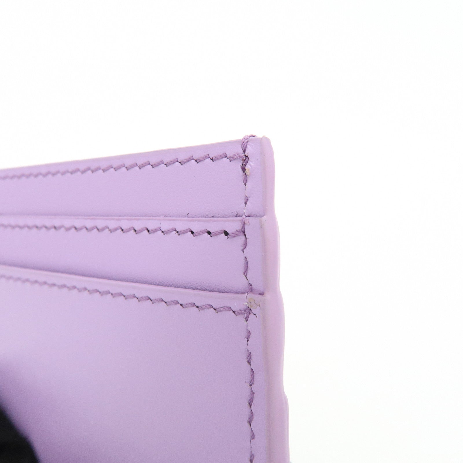 VERSACE Logo Leather Card Case Card Wallet Light Purple Gold