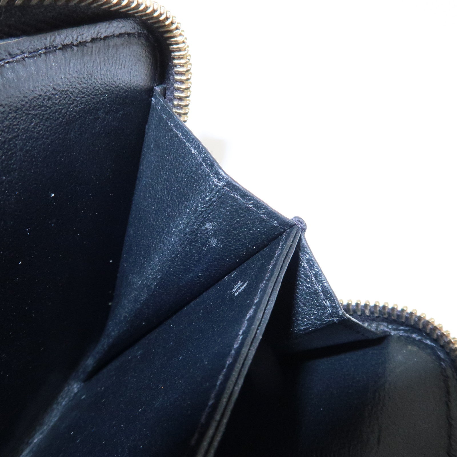 SAINT LAURENT Round Zippy Leather Bi-fold Wallet Black 568985 Used