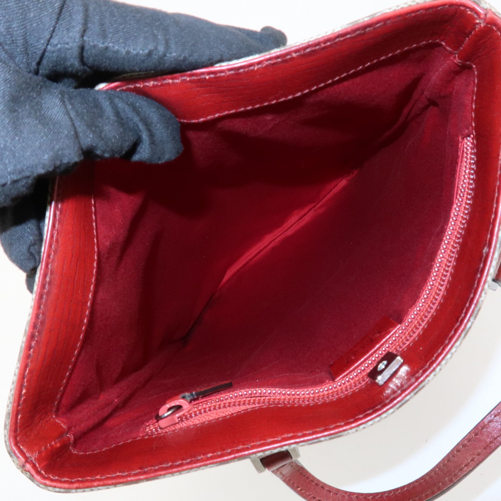 GUCCI Gucci GG Supreme Leather Tote Bag Hand Bag Beige Red 117551