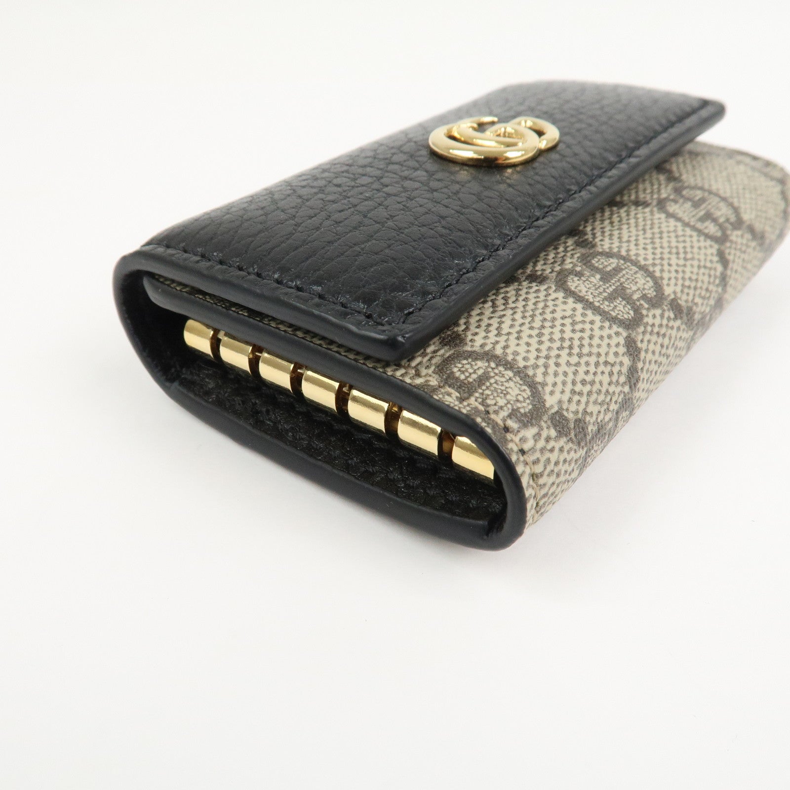 GUCCI GG Marmont Leather GG Supreme 6 Key Case Black 456118
