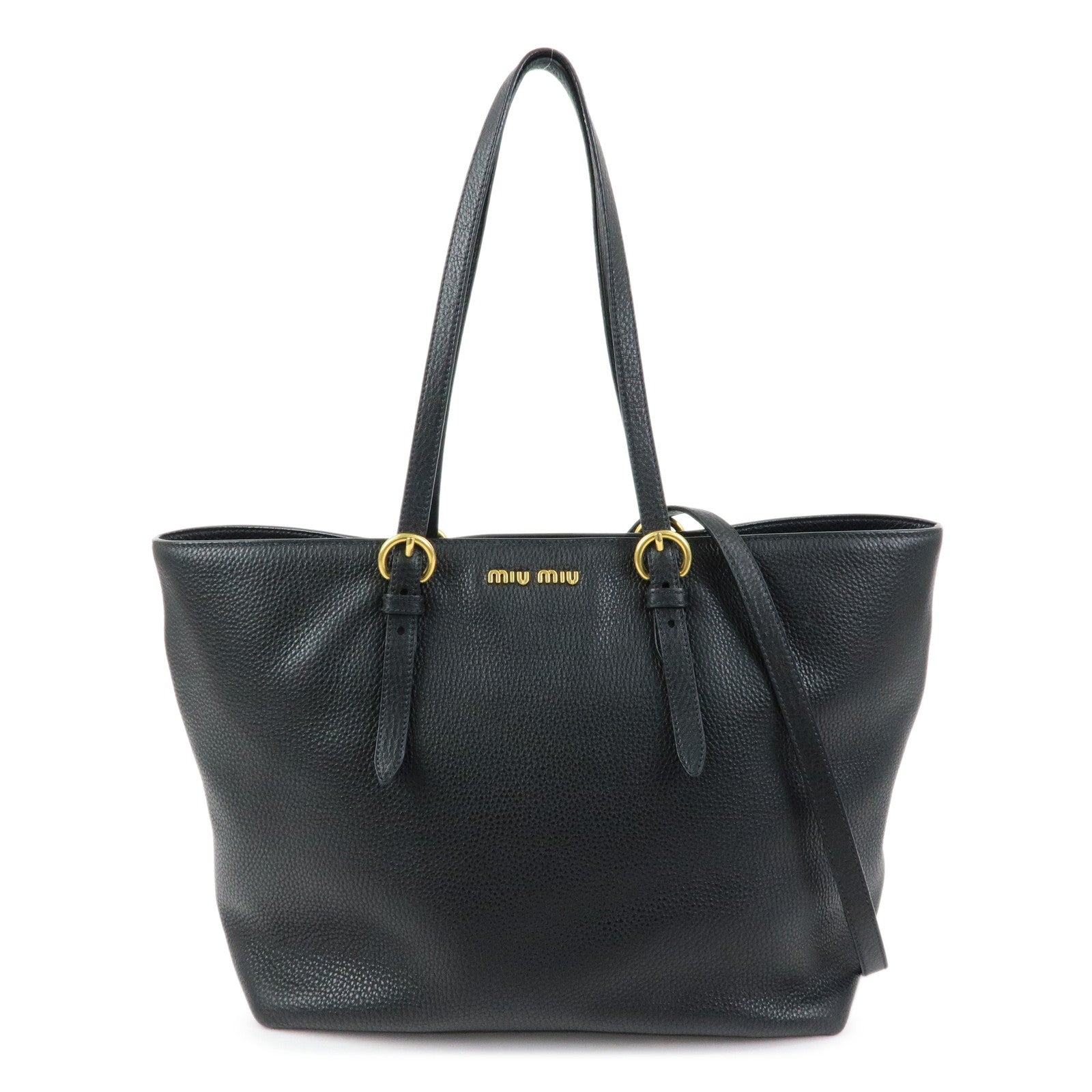 MIU MIU Madras Leather 2Way Bag Hand Bag Shoulder Bag Black