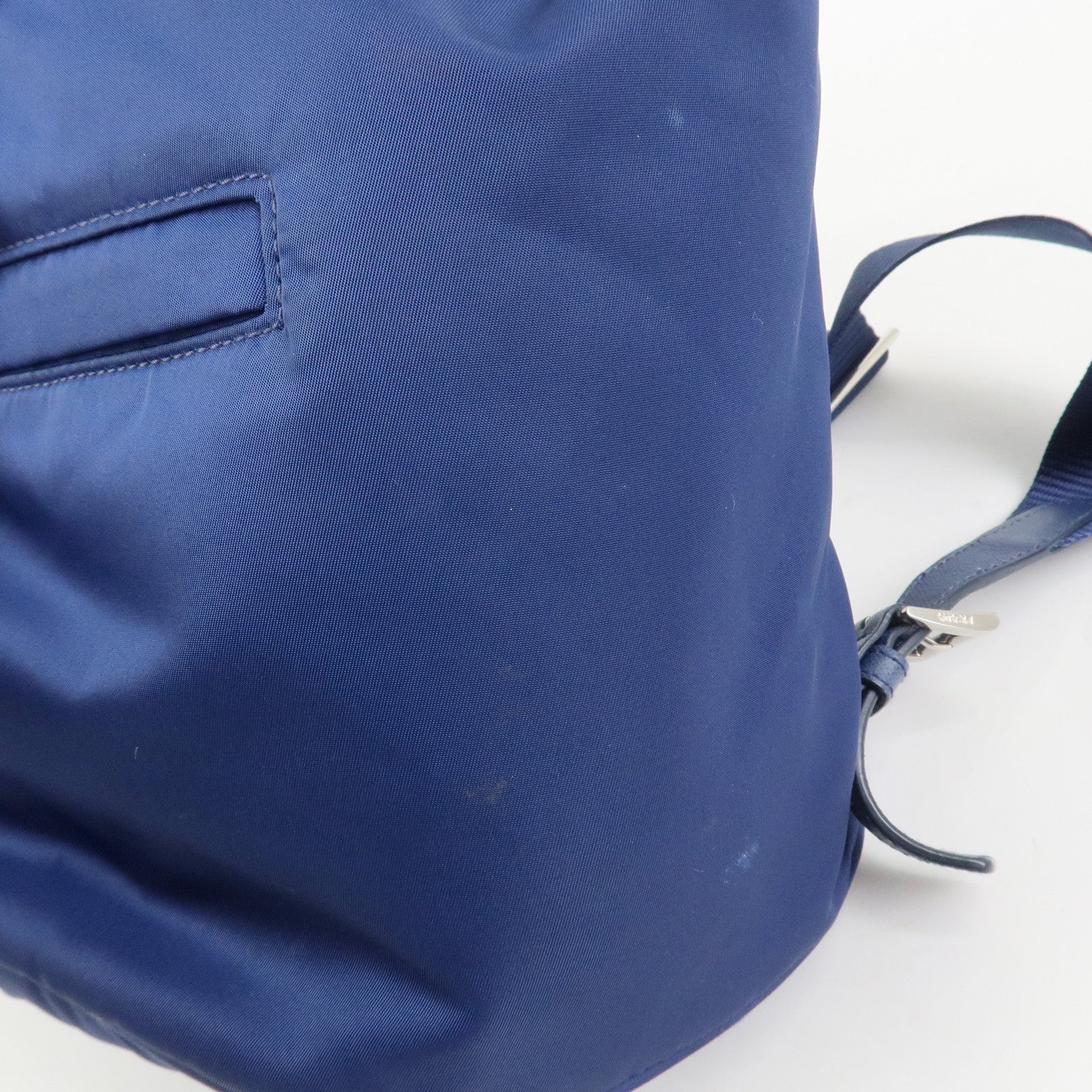 PRADA Triangle Logo Nylon Saffiano Leather Backpack Navy BZ0032
