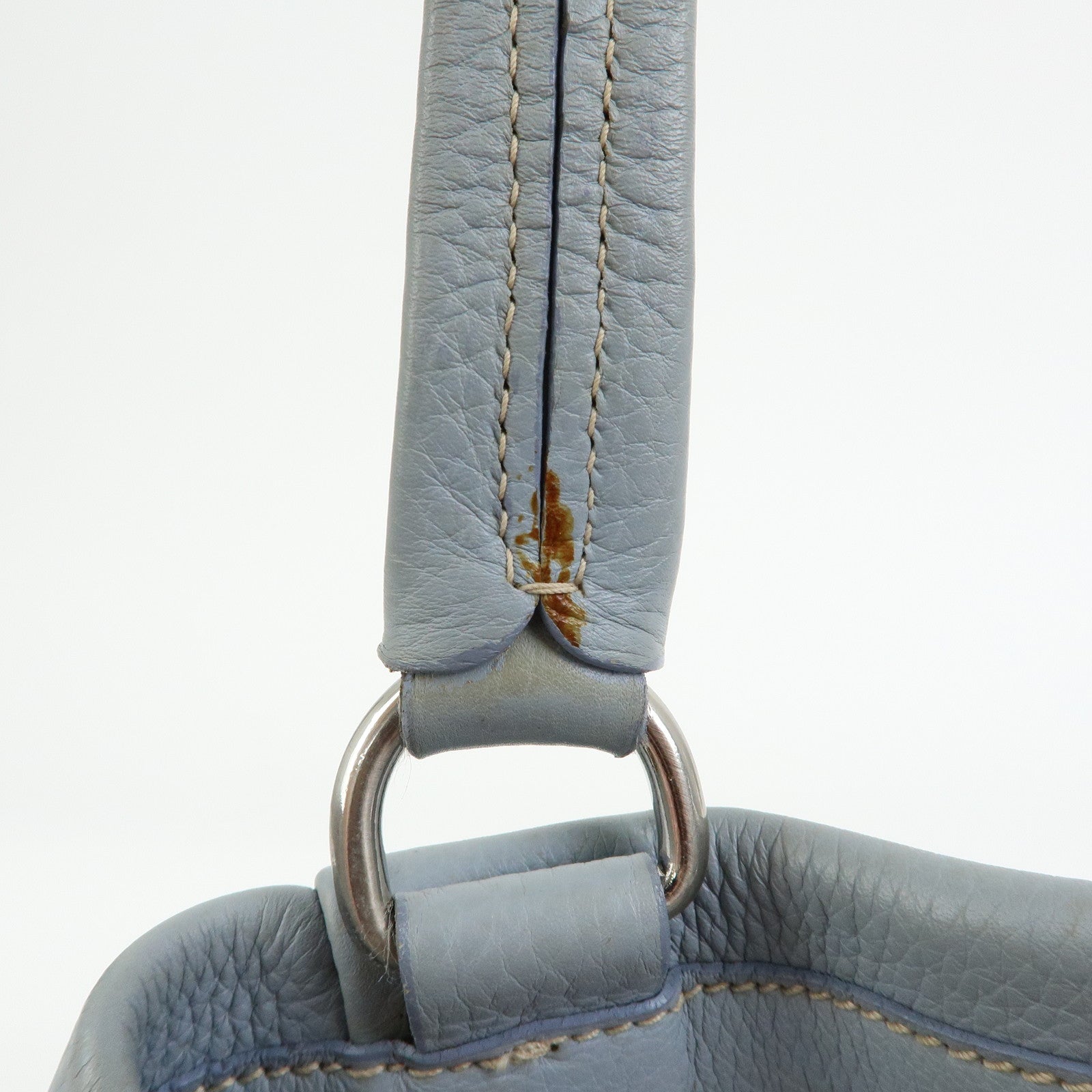 PRADA Vitello Daino Leather Tote Bag Hand Bag Light Blue BR2252
