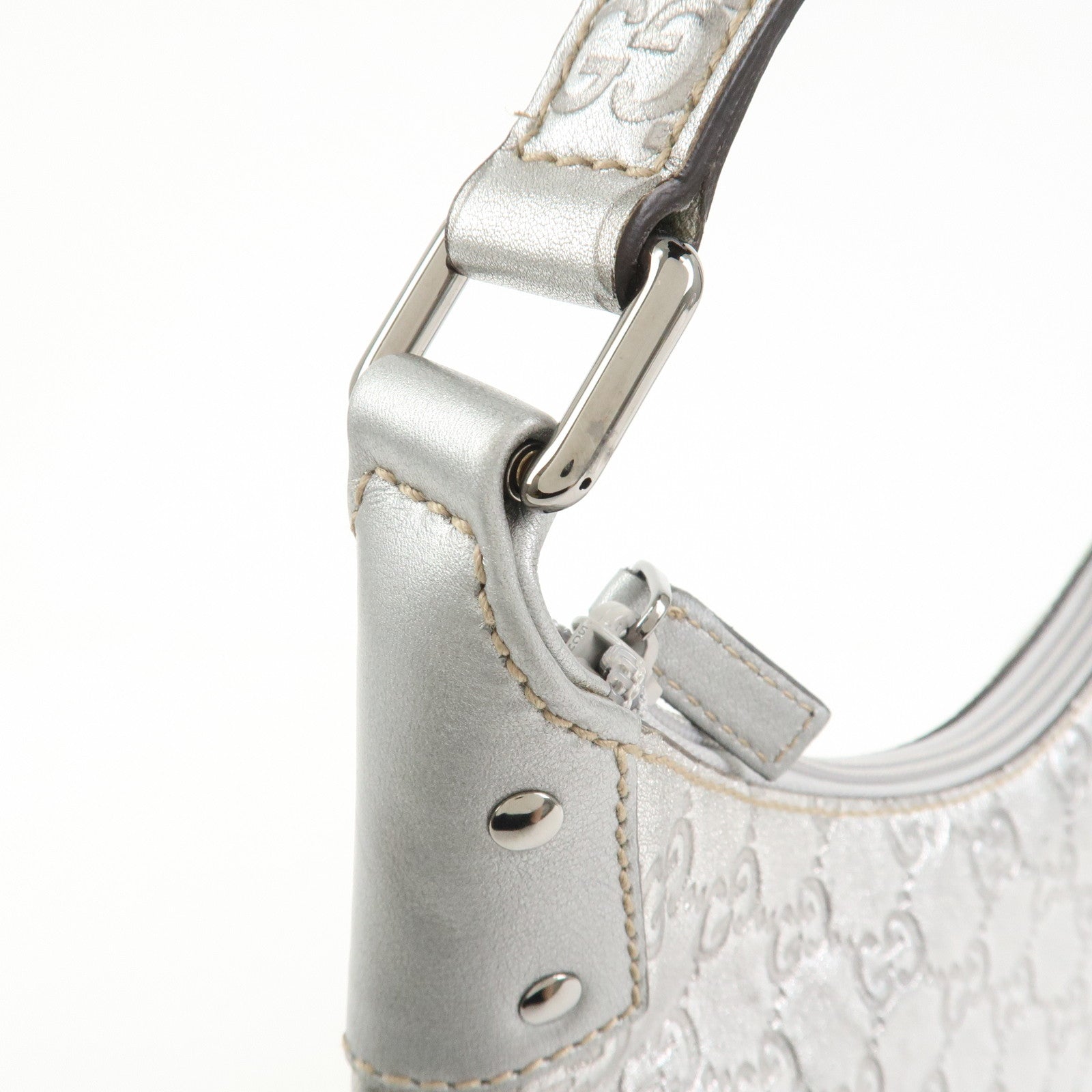 GUCCI Guccissima Leather Shoulder Bag Hand Bag Silver 239379