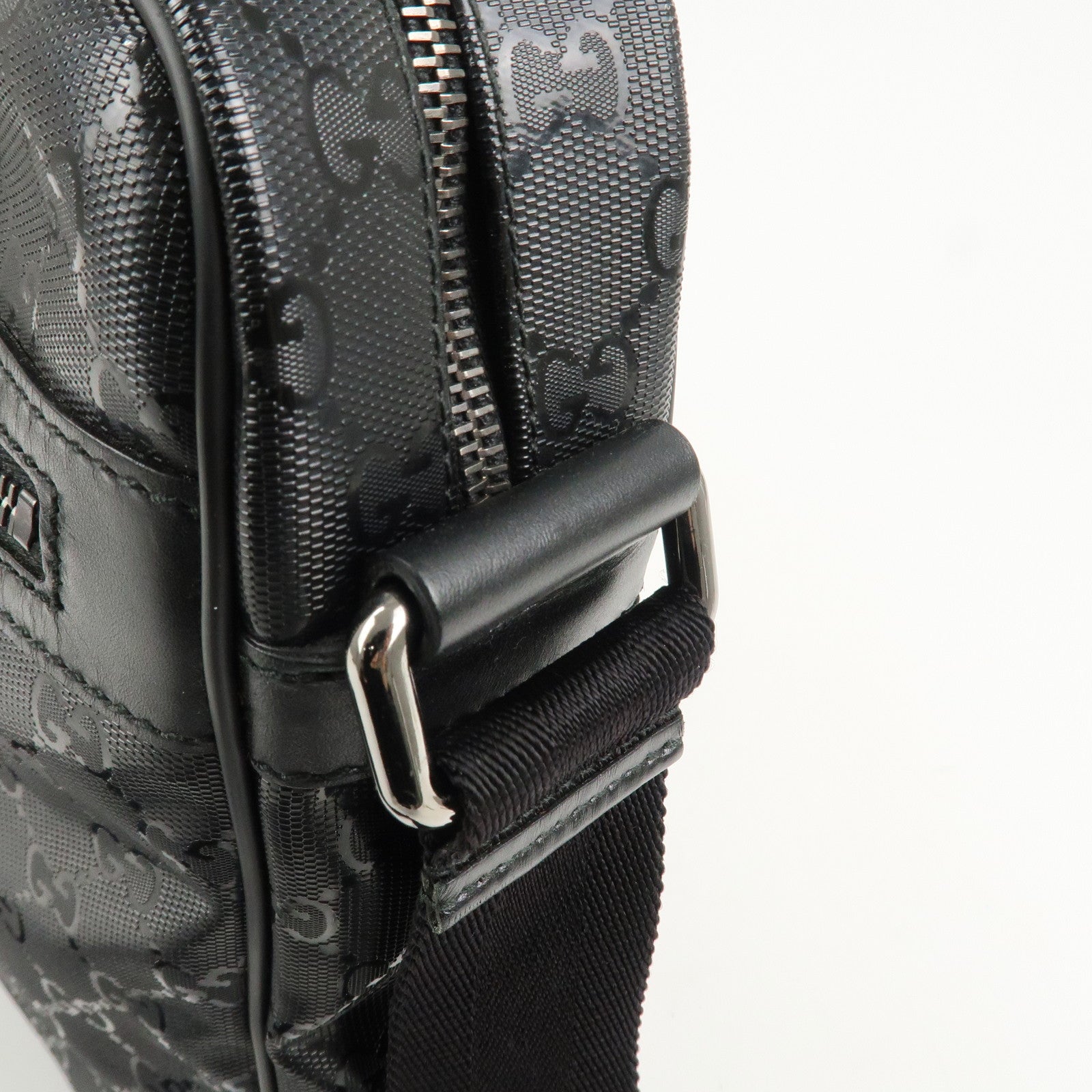 GUCCI GG Imprime Monogram PVC Shoulder Bag Cross Body Bag Black 201448