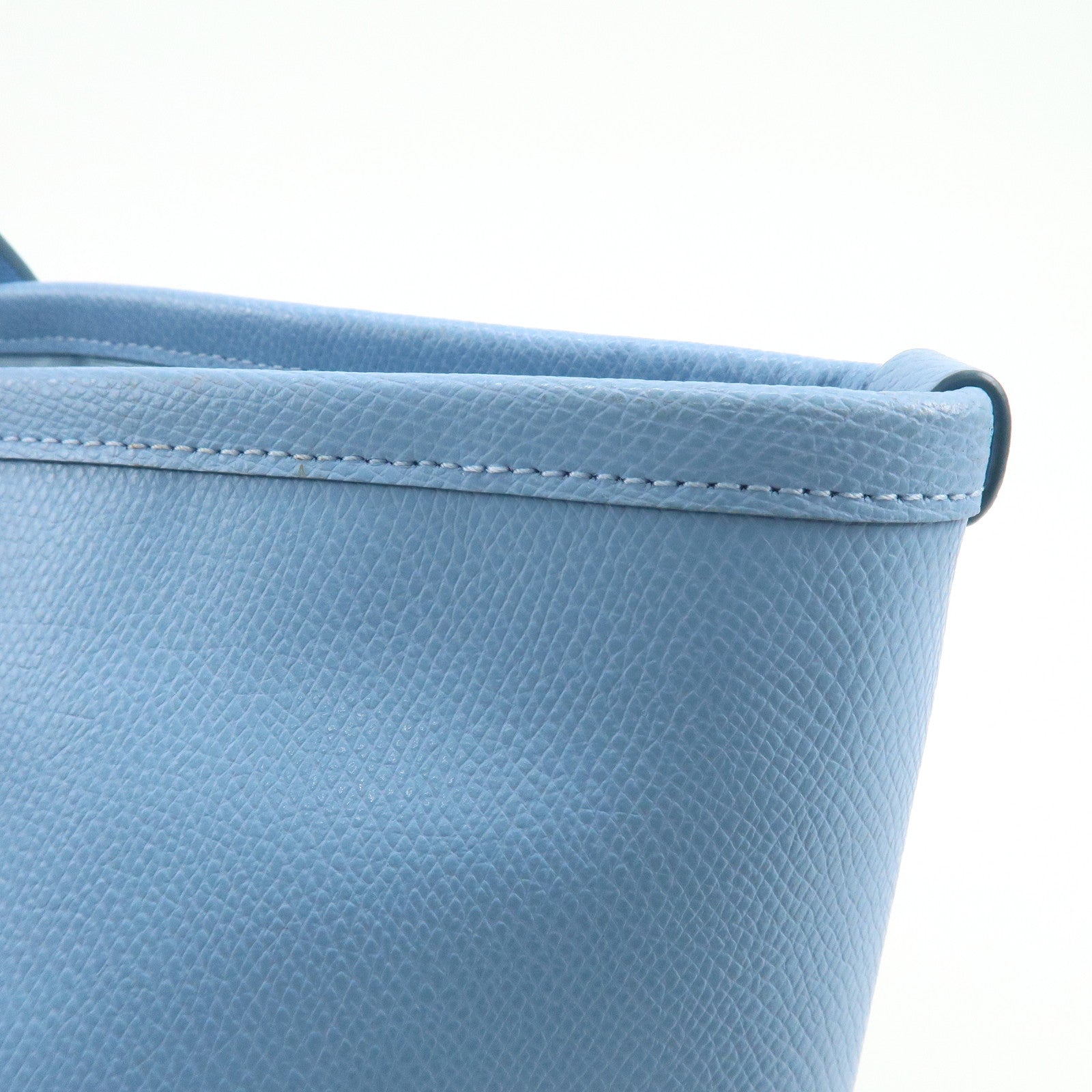 COACH Leather Tote Bag Shoulder Bag Light Blue