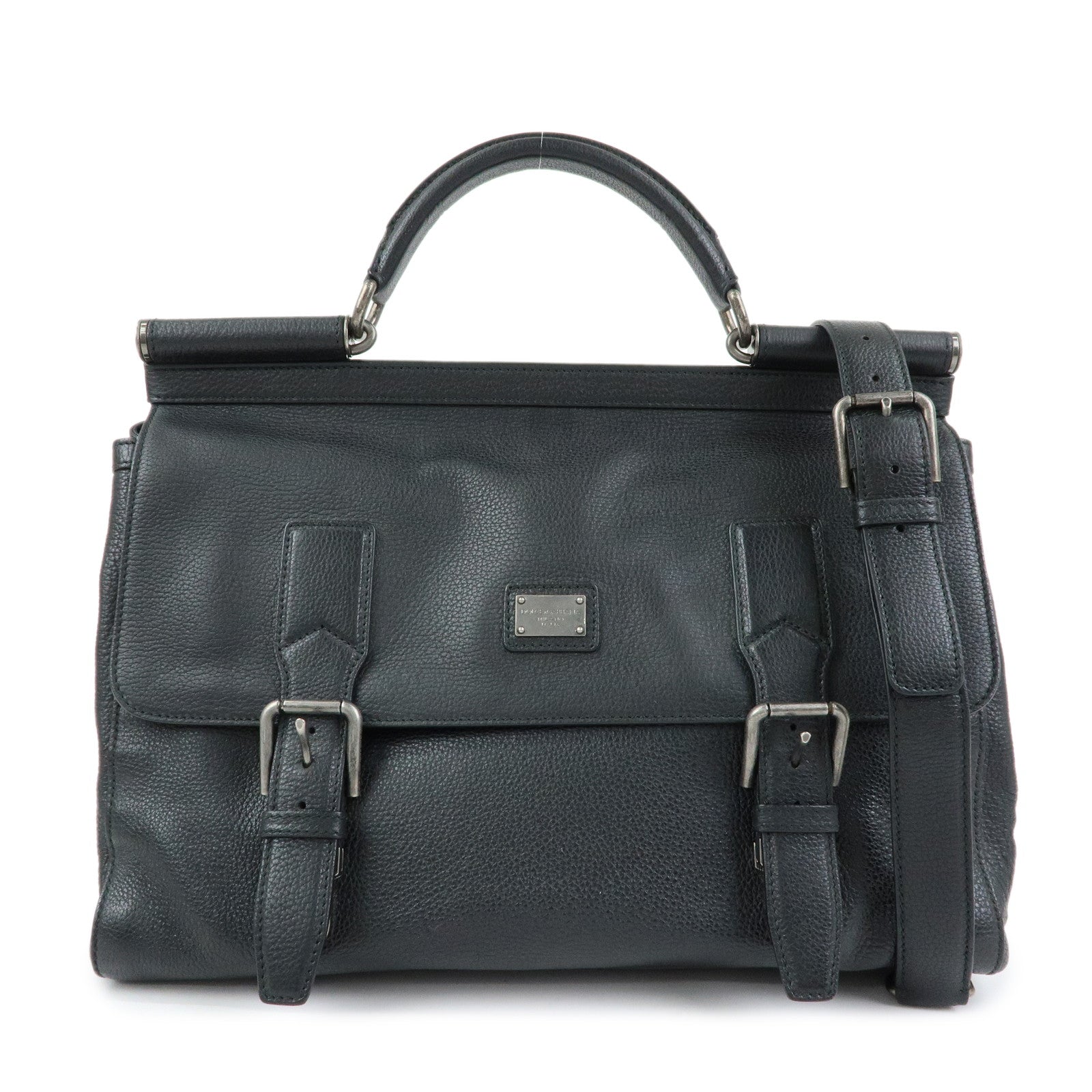 Dolce & Gabbana Leather 2Way Bag Hand Bag Shoulder Bag Black