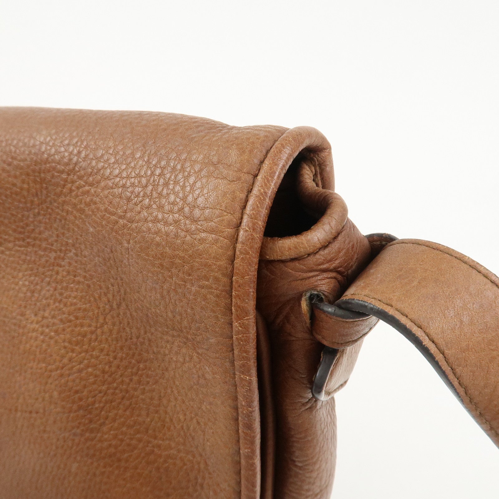 LOEWE Heritage Logo Leather Shoulder Bag Crossbody Bag Brown