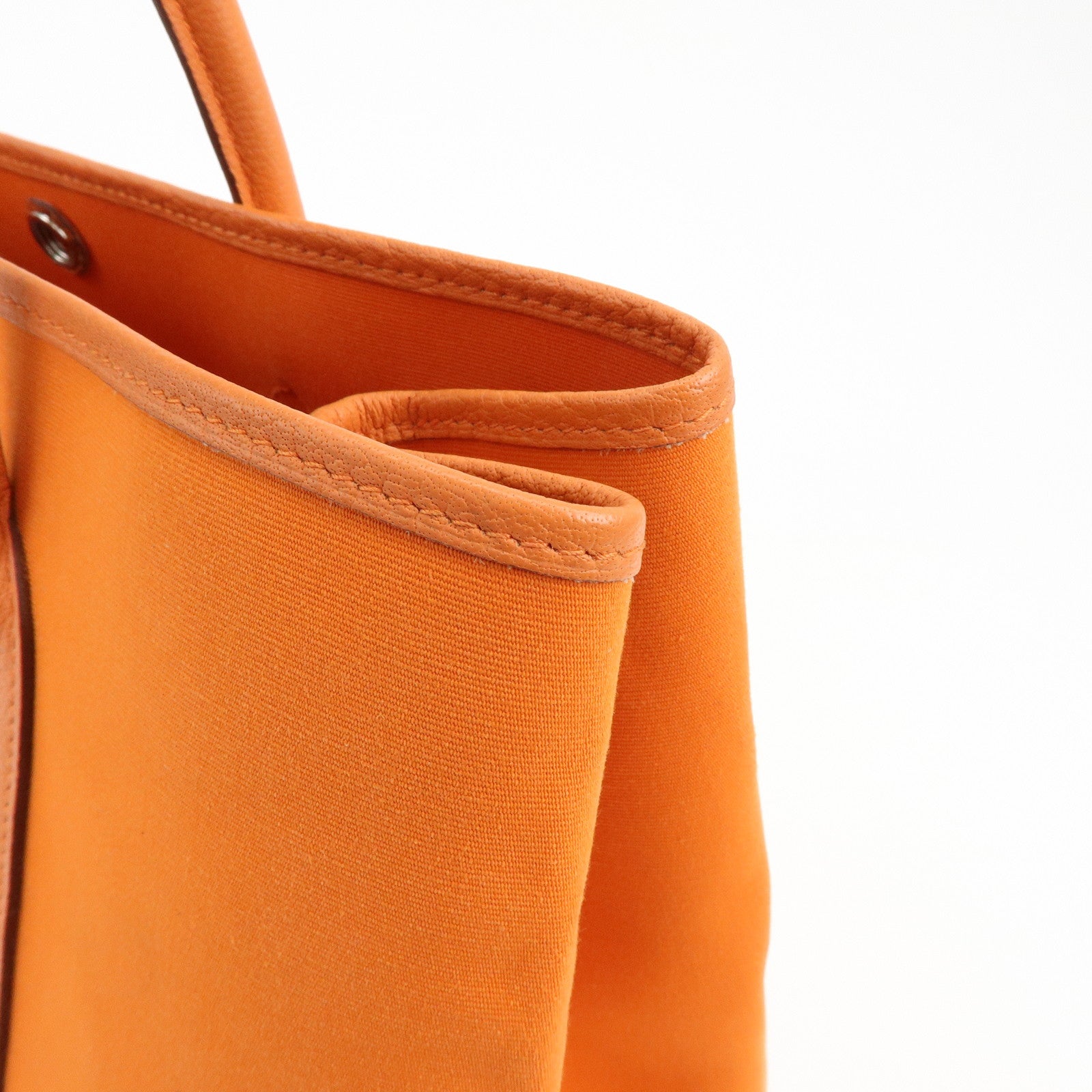 HERMES Garden Party PM Toile Officier Leather □Q Stamped Tote Bag
