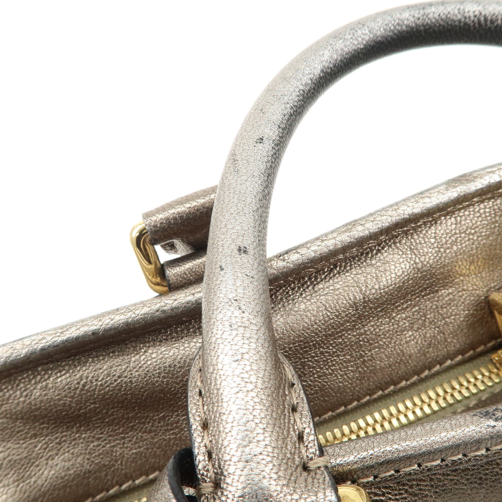 LOEWE Anagram Leather Amazona 28 Hand Bag Champagne gold Used