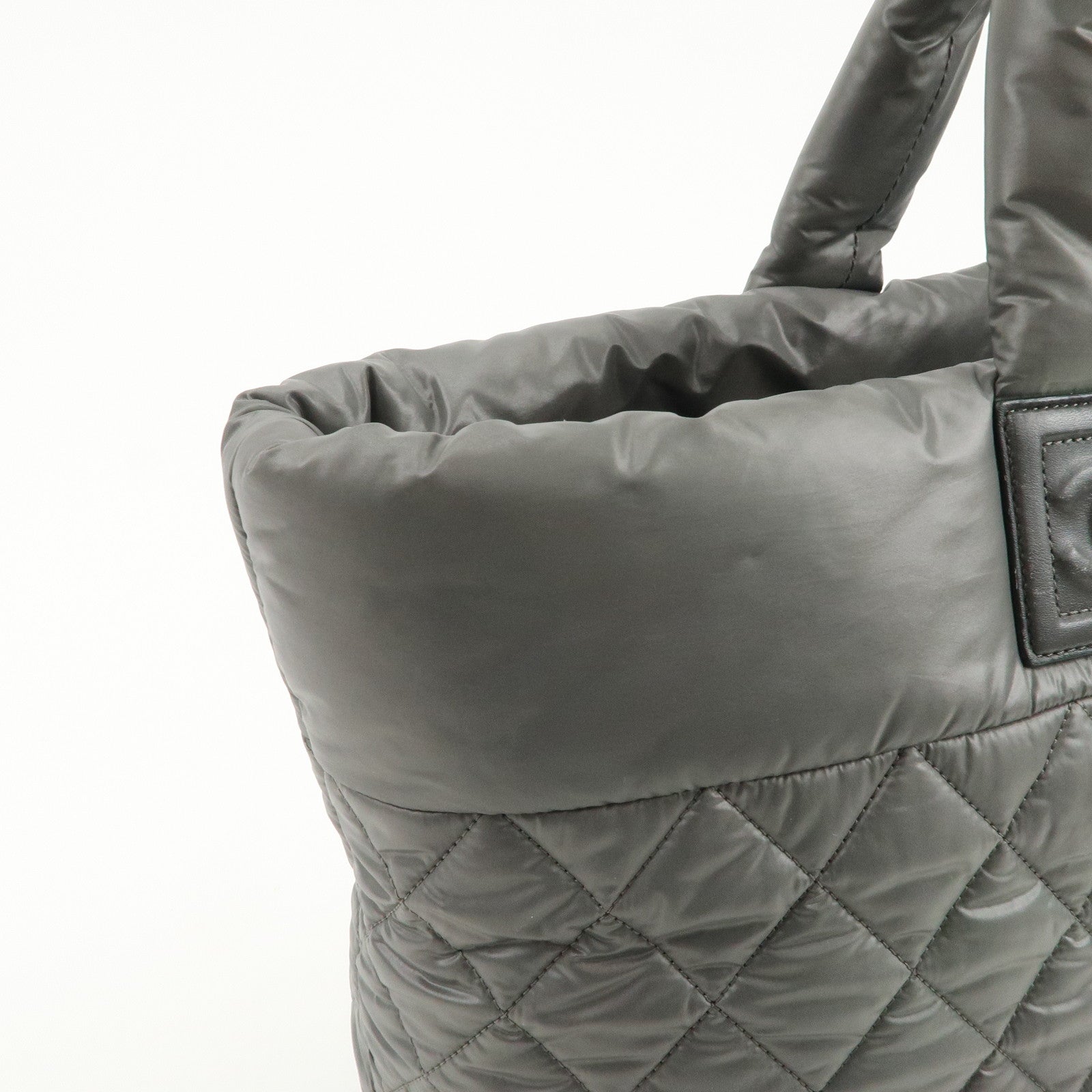 CHANEL COCO Cocoon Nylon Leather Medium Tote Bag Hand Bag A48611