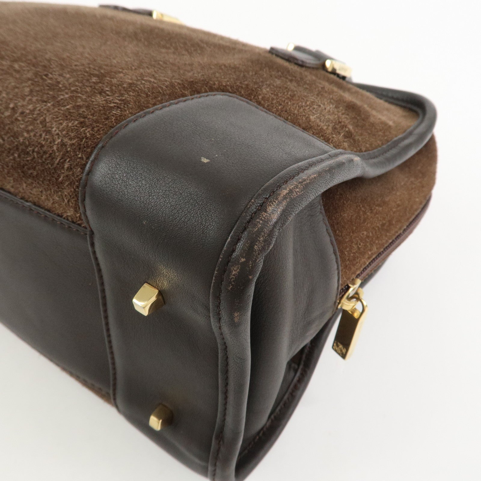 LOEWE Anagram Suede Leather Amazona 27 Hand Bag Brown