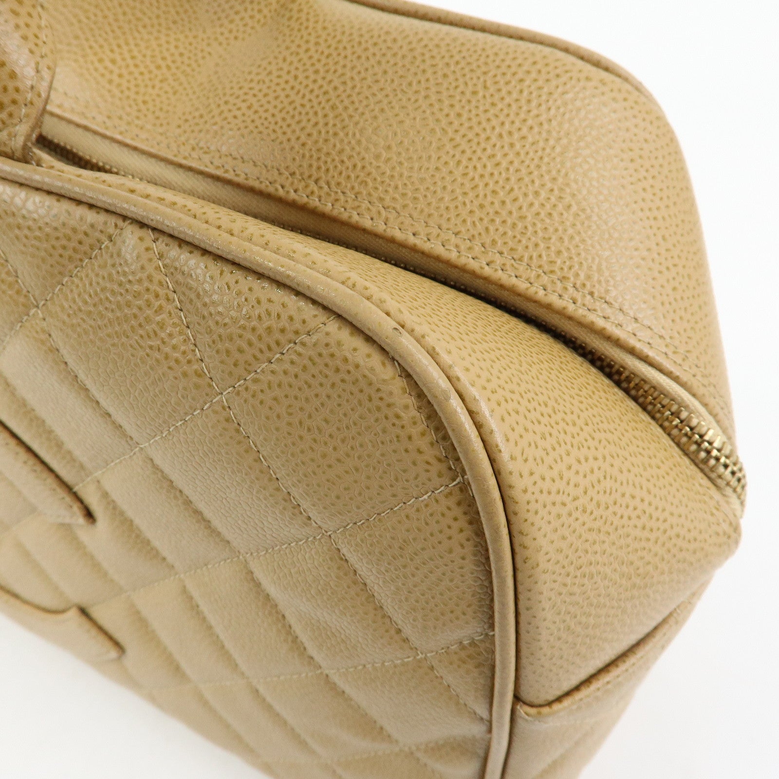 CHANEL COCO Mark Caviarskin Boston Bag Hand Bag Beige