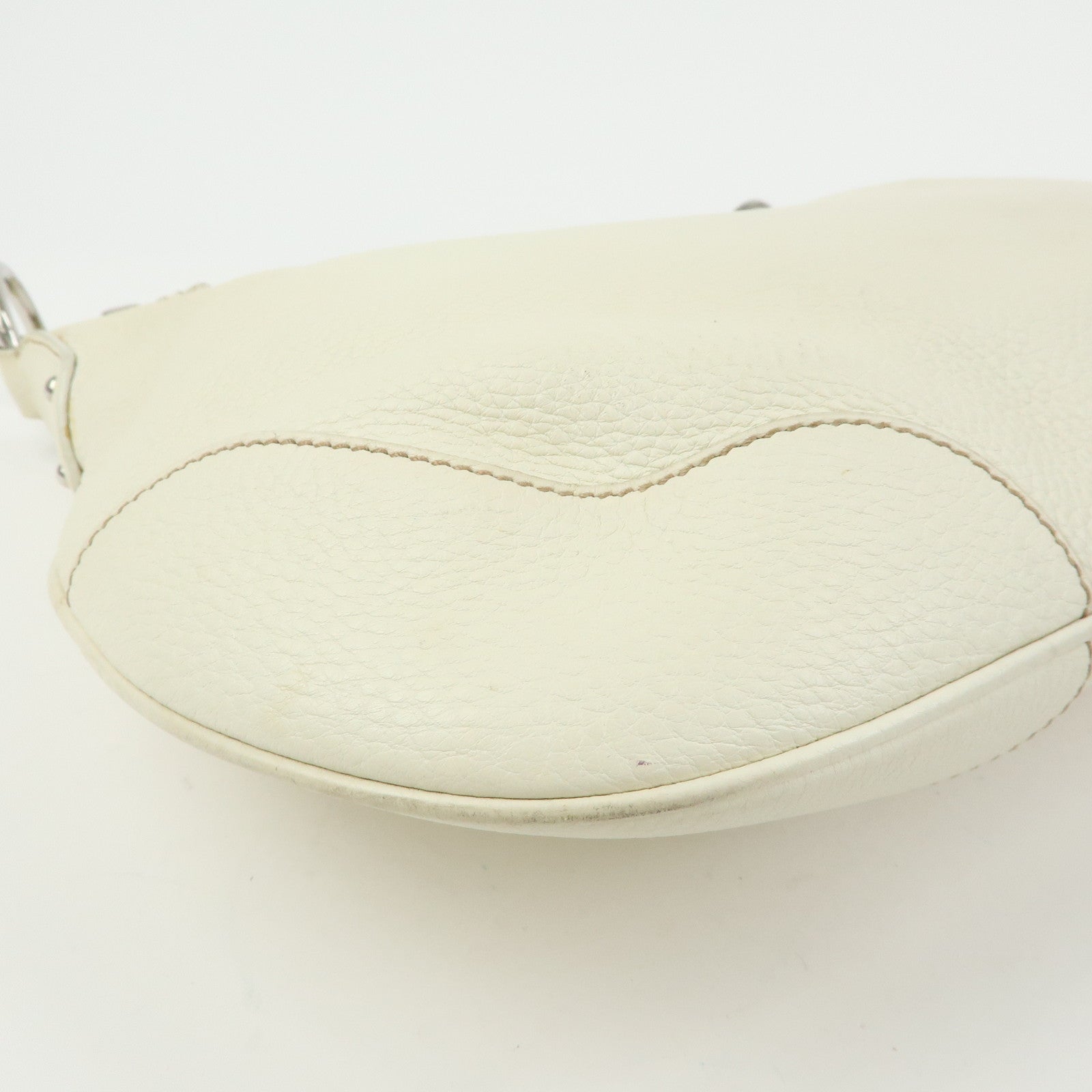 PRADA Logo Leather Hand Bag Shoulder Bag White
