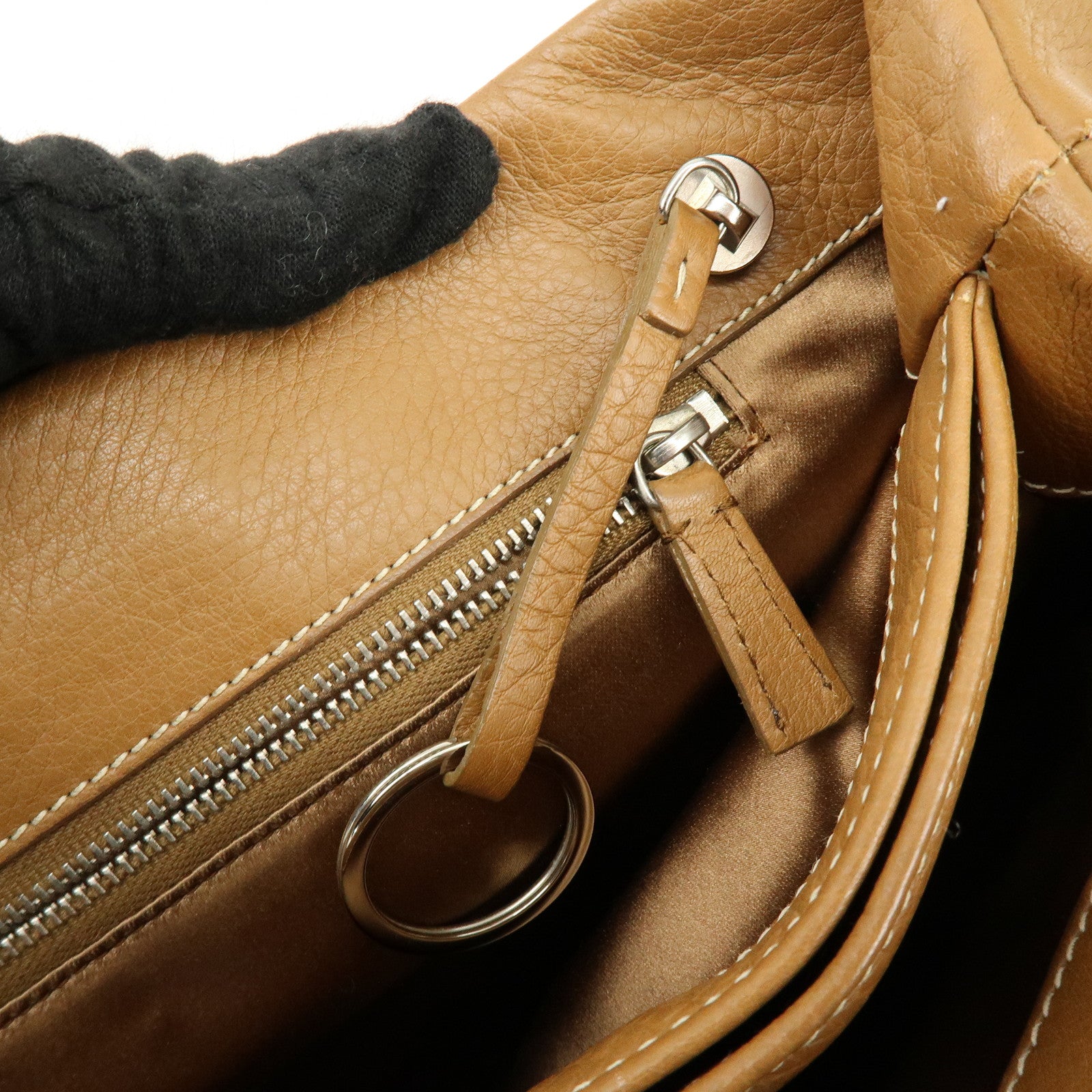 JIL SANDER Logo Leather Tote Bag Shoulder Bag Camel