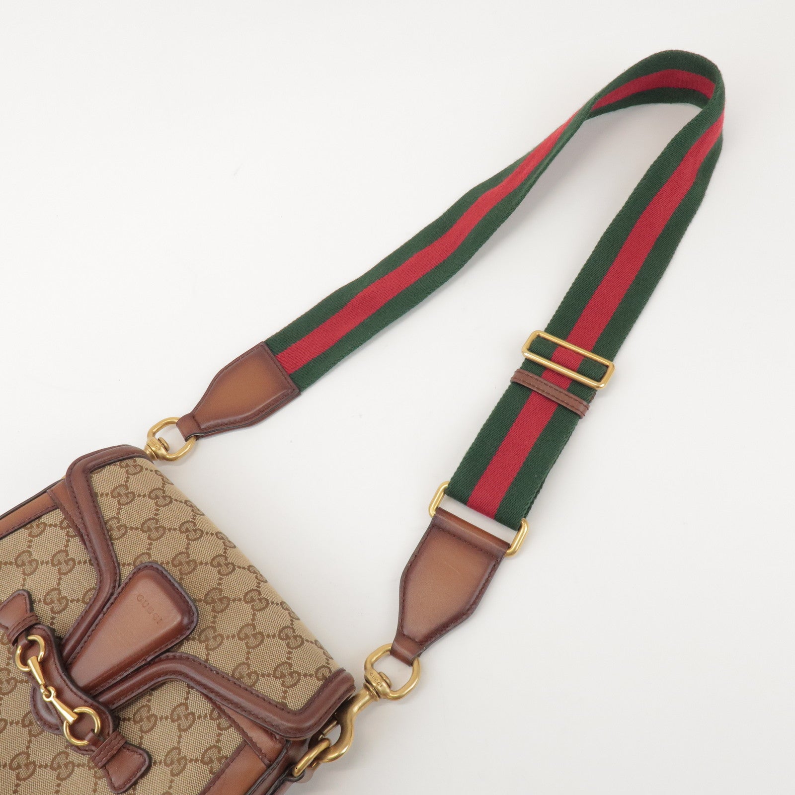 GUCCI Sherry GG Canvas Leather Lady Web Shoulder Bag 383848