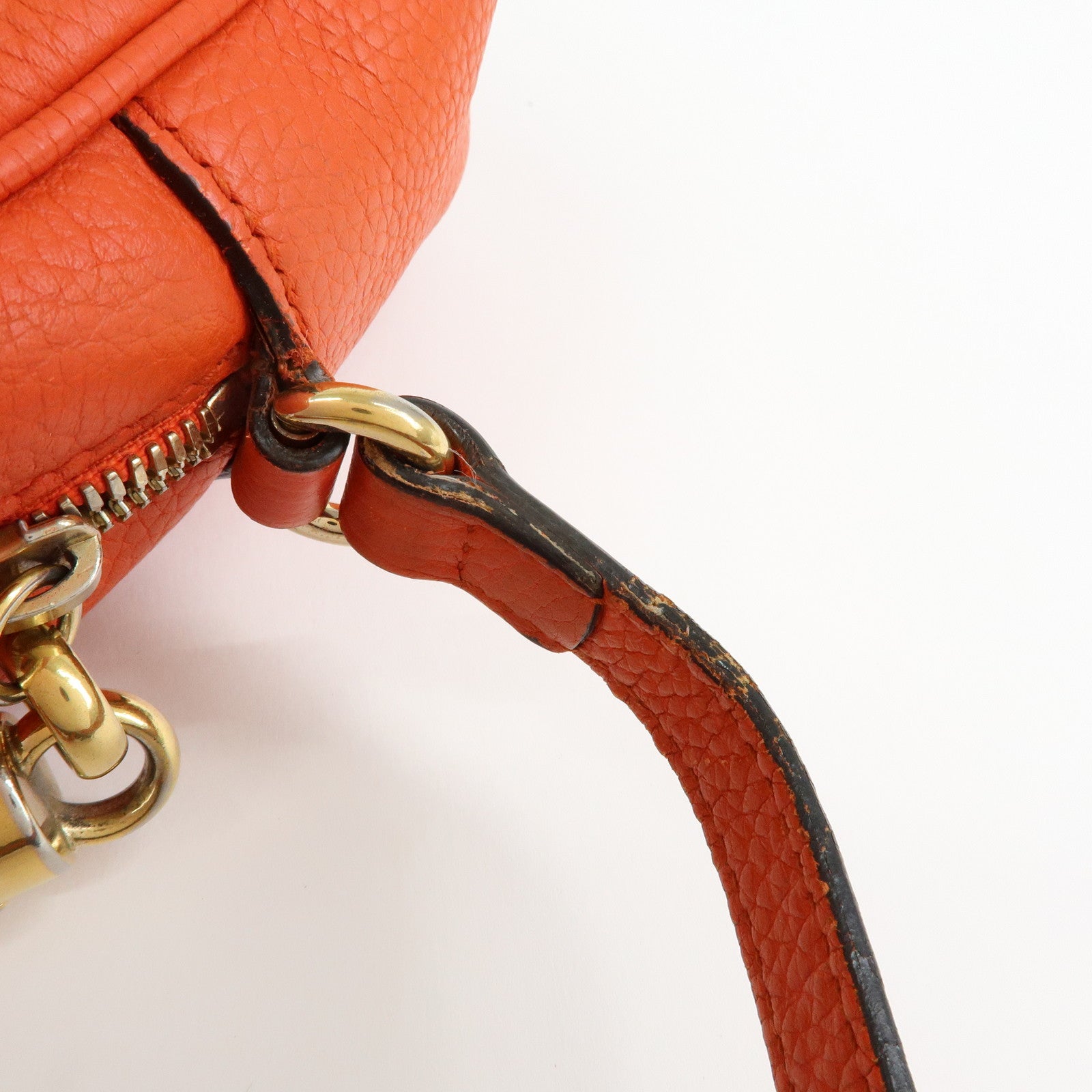 GUCCI SOHO Small Disco Leather Shoulder Bag Orange 308364