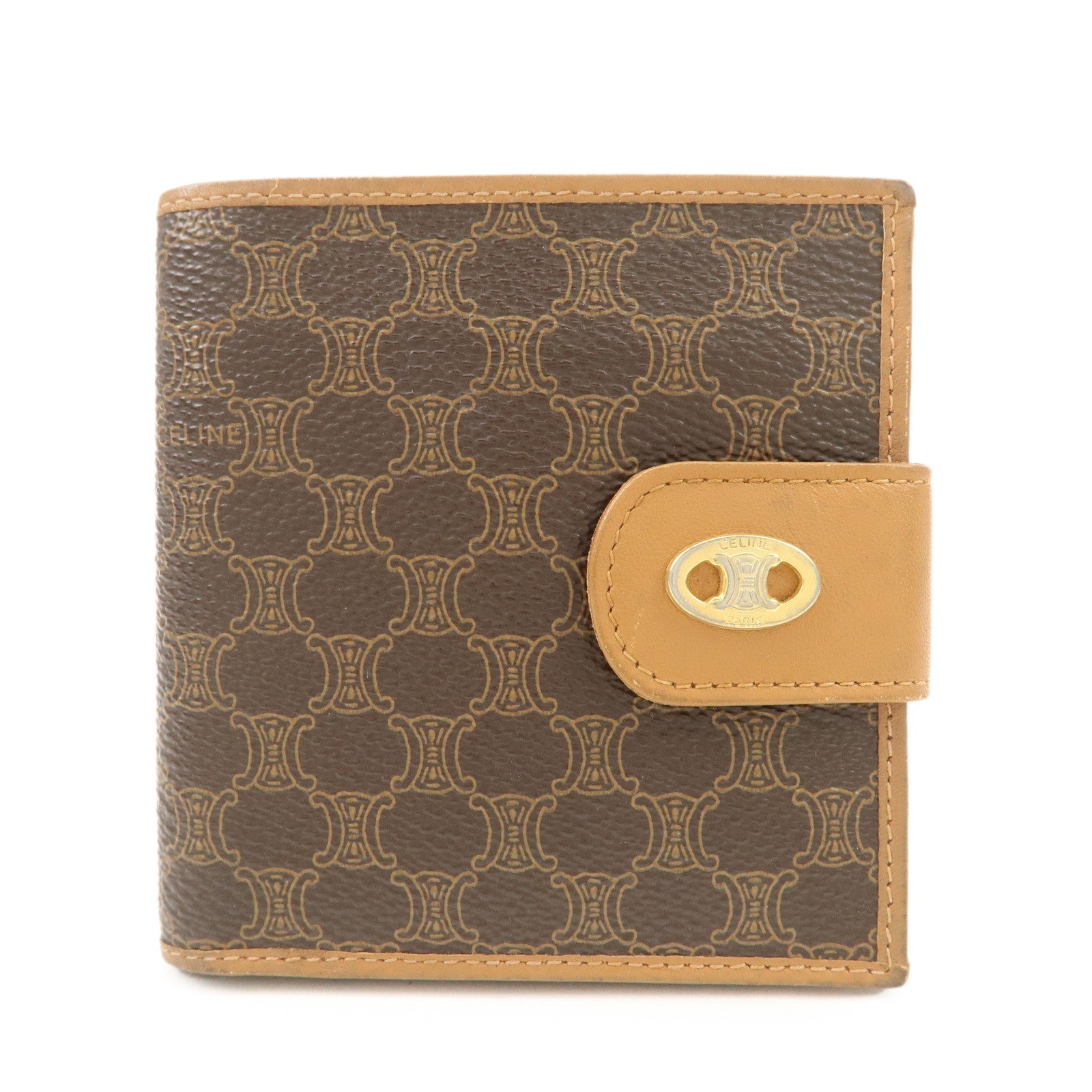 CELINE Macadam PVC Leather Bi-Fold Compact Wallet Brown