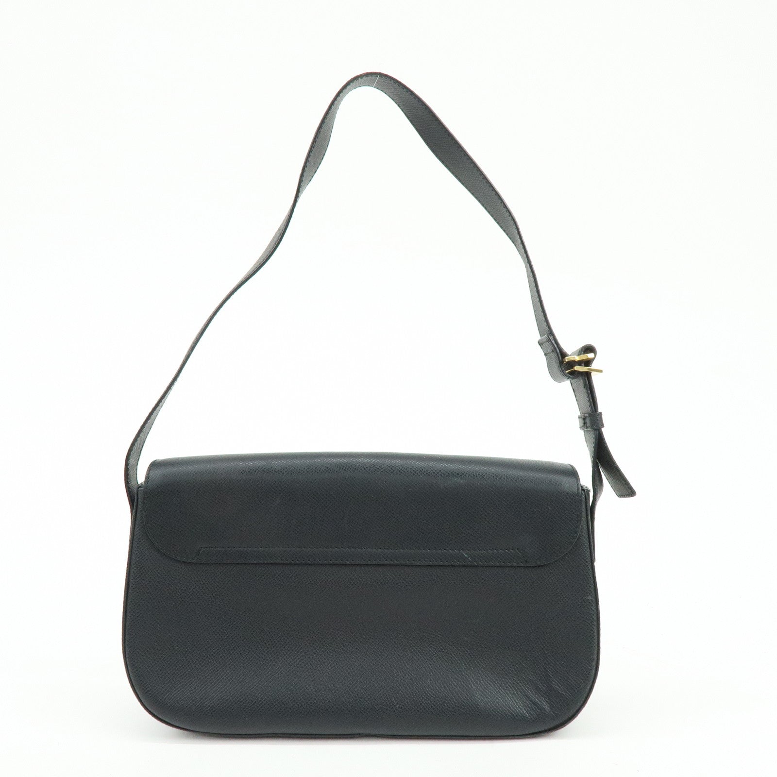 Ferragamo Leather Shoulder Bag Hand Bag Black