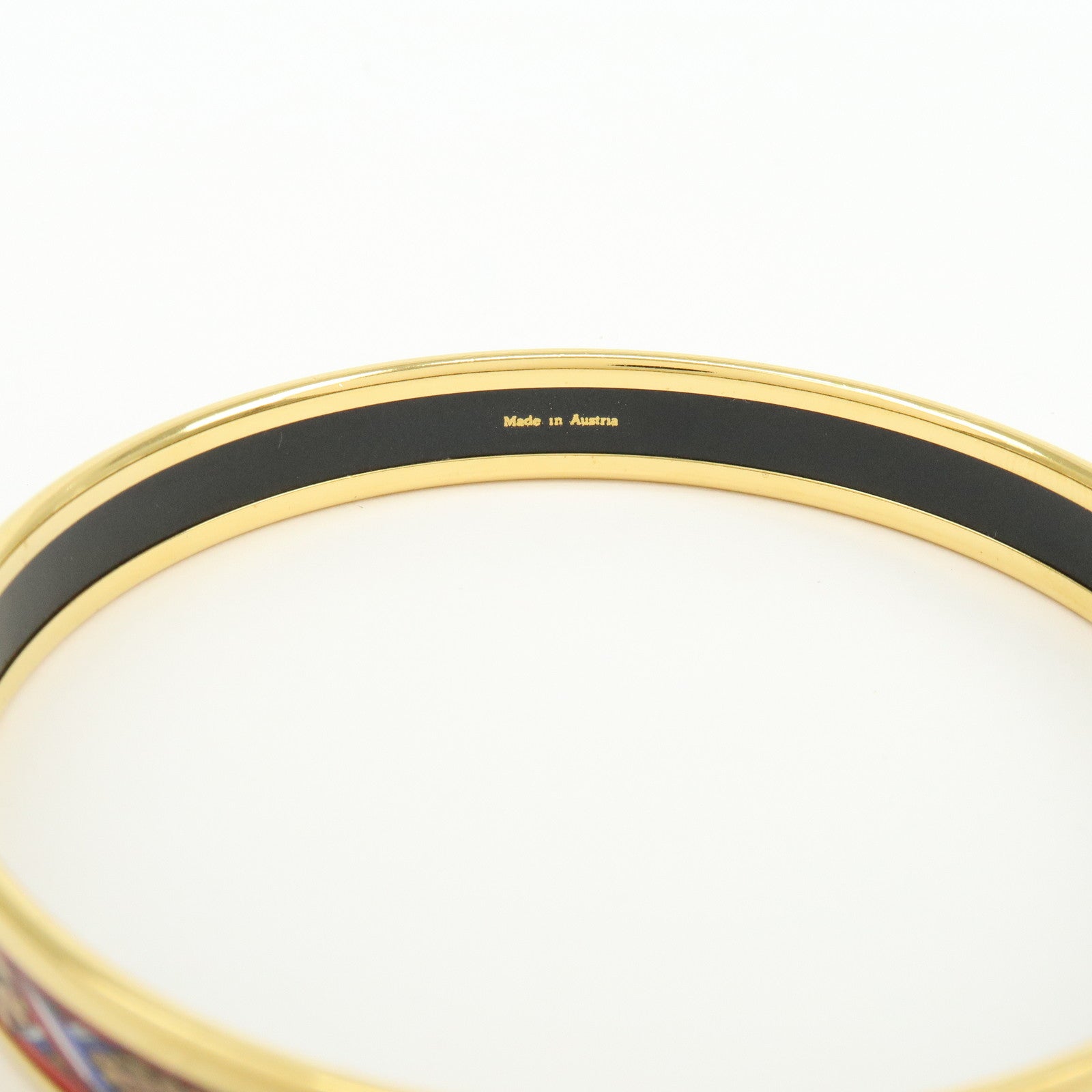 HERMES Email PM Bangle Gold Plated Bracelet Red