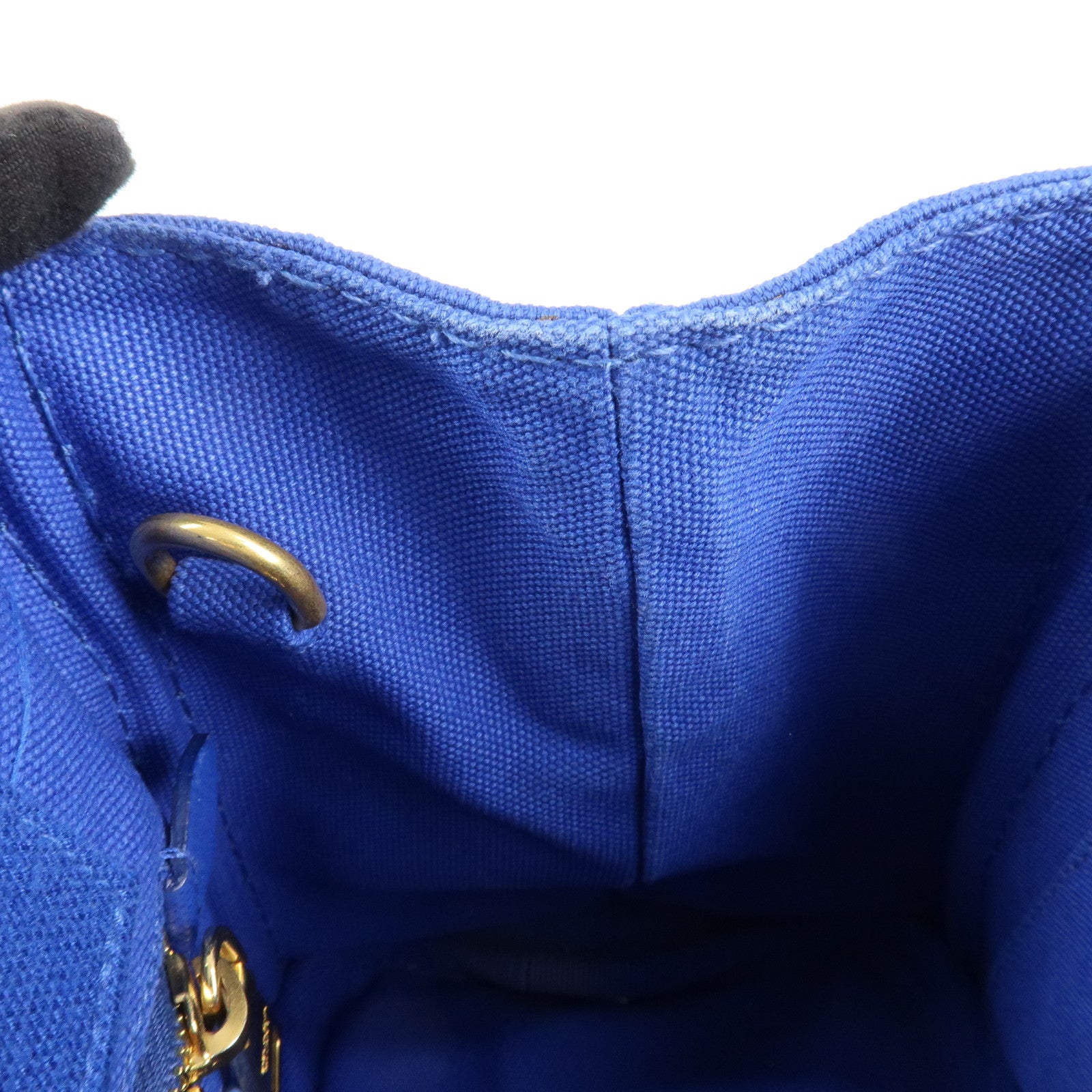 PRADA Logo Canapa Mini Canvas 2Way Tote Shoulder Bag Blue BN2439 Used