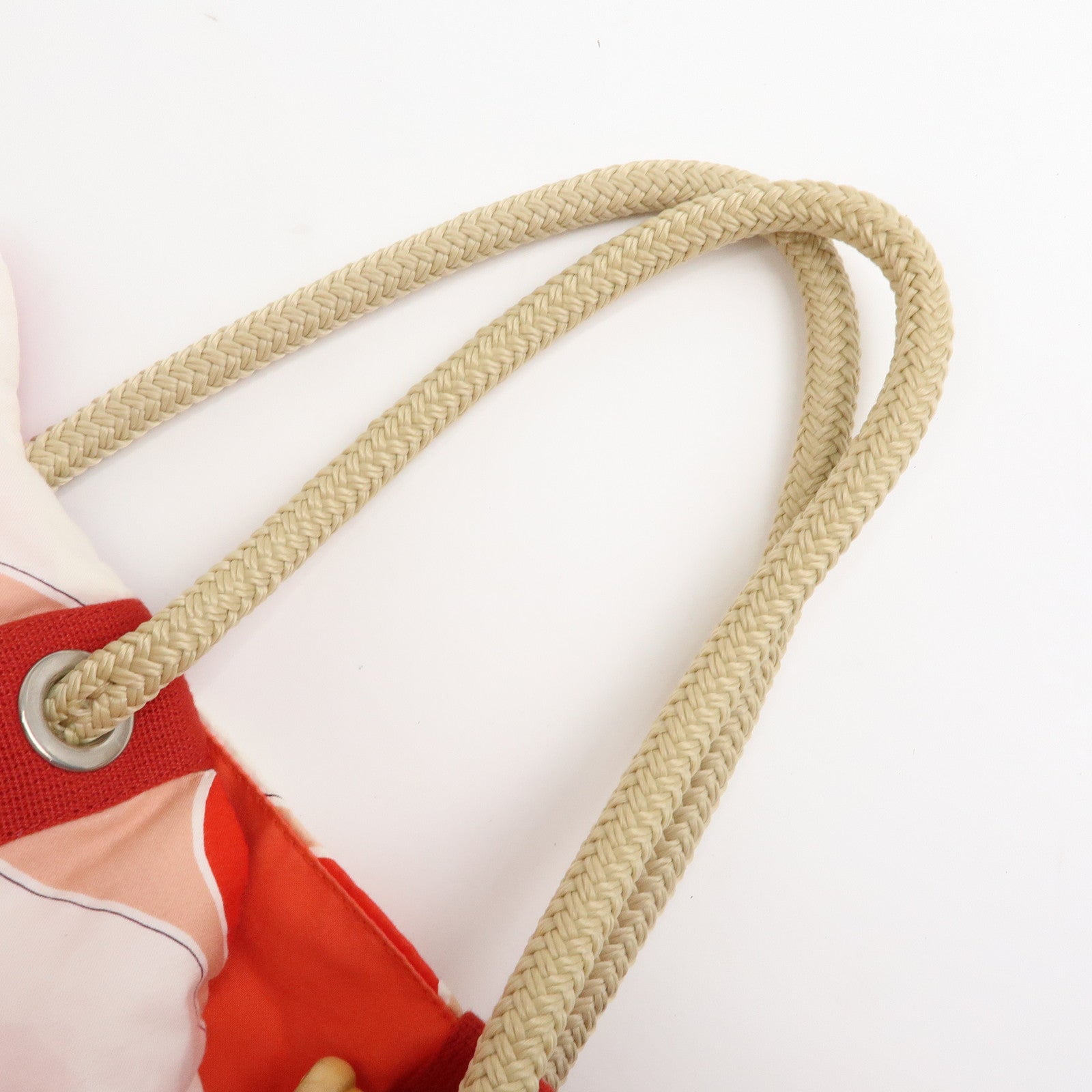 HERMES Cotton Beach Bag Cabas Drapeaux Au Vent Pink Red