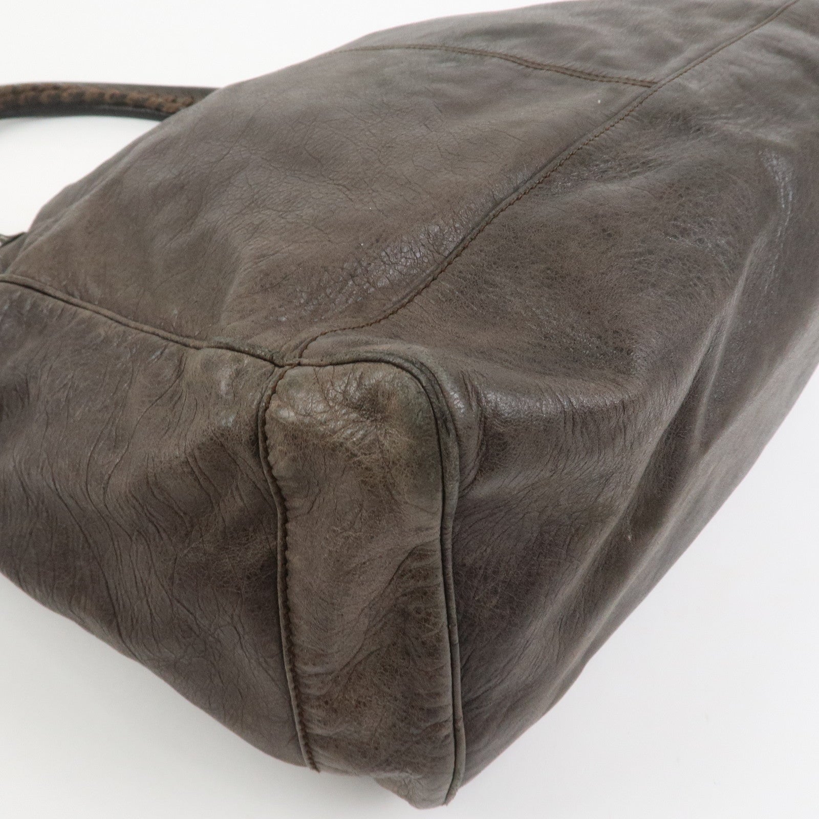 BALENCIAGA Rivacity Paper Bag Leather Tote Bag Brown 236084