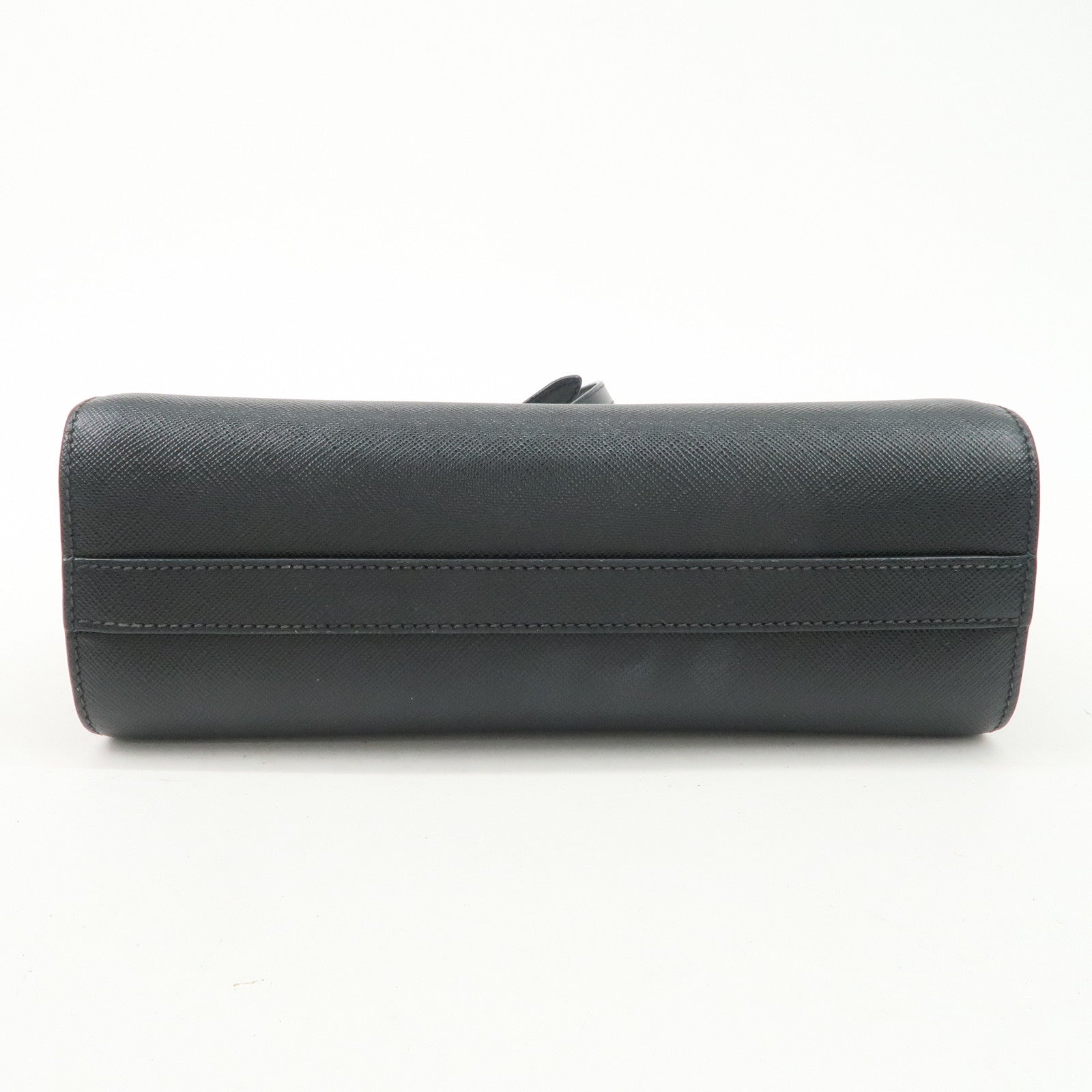 PRADA Logo Saffiano Leather Shoulder Bag Gold HDW Black