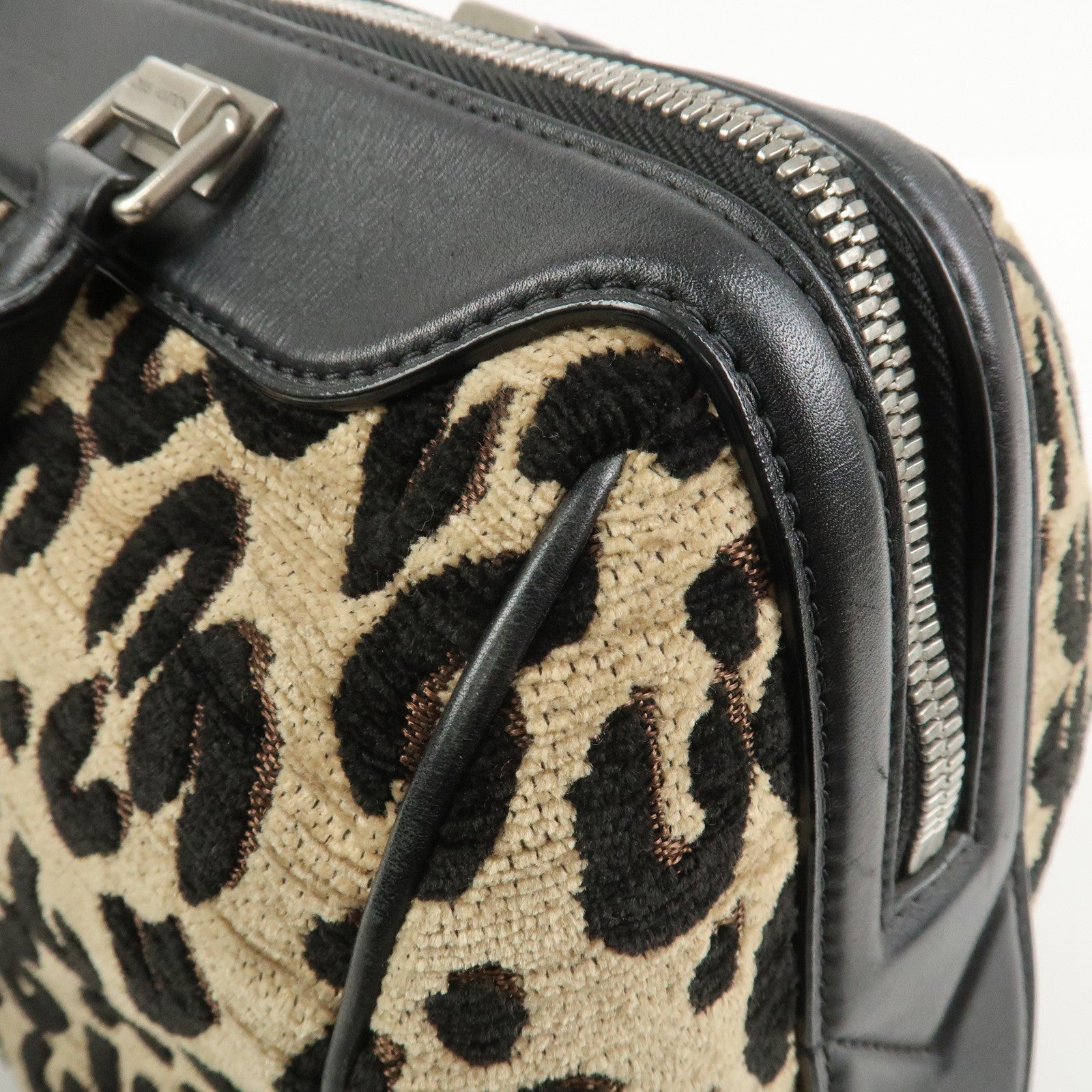 Louis Vuitton Speedy PM Leopard Corduroy Leather Hand Bag M97396