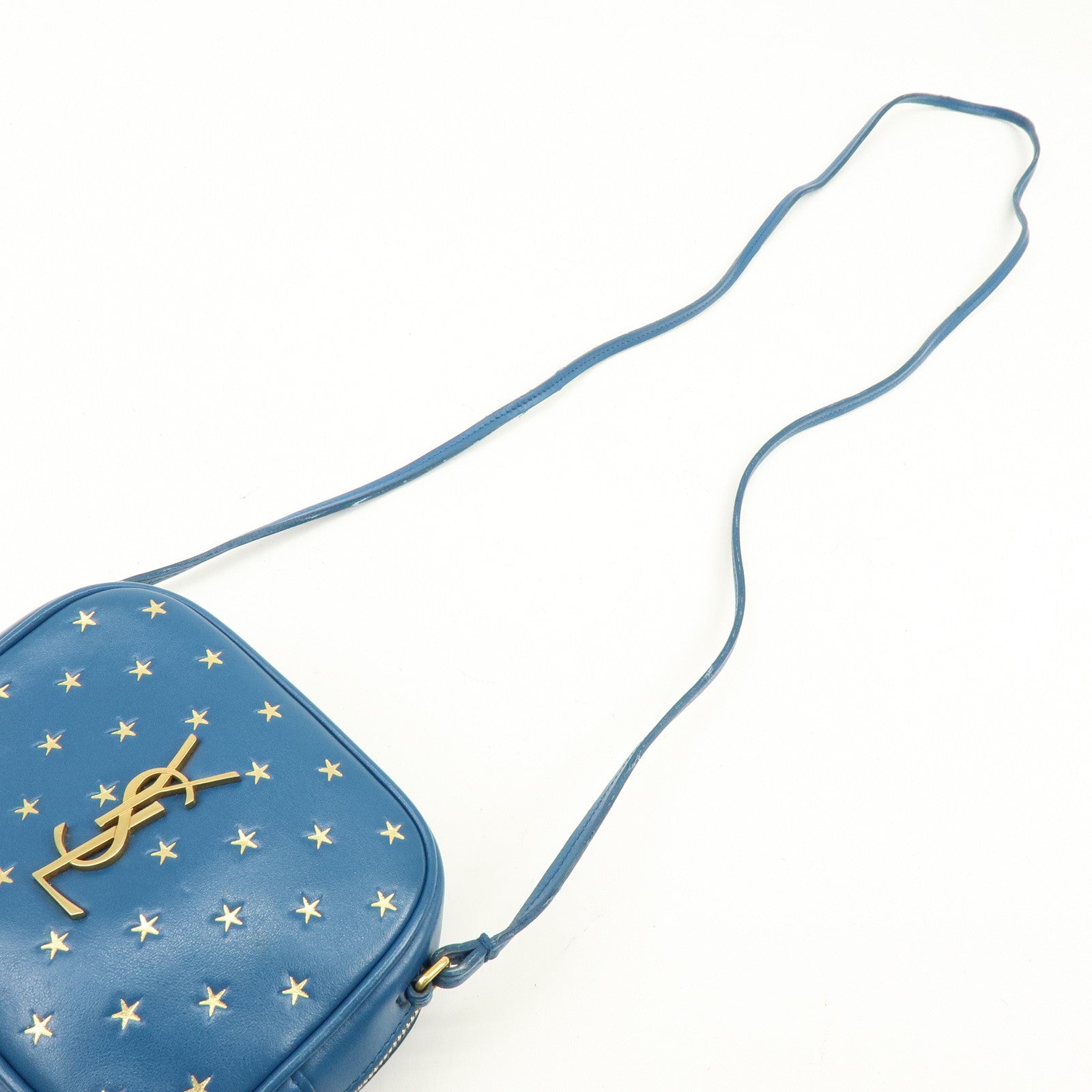 SAINT LAURENT PARIS Leather Shoulder Bag Crossbody Bag Blue