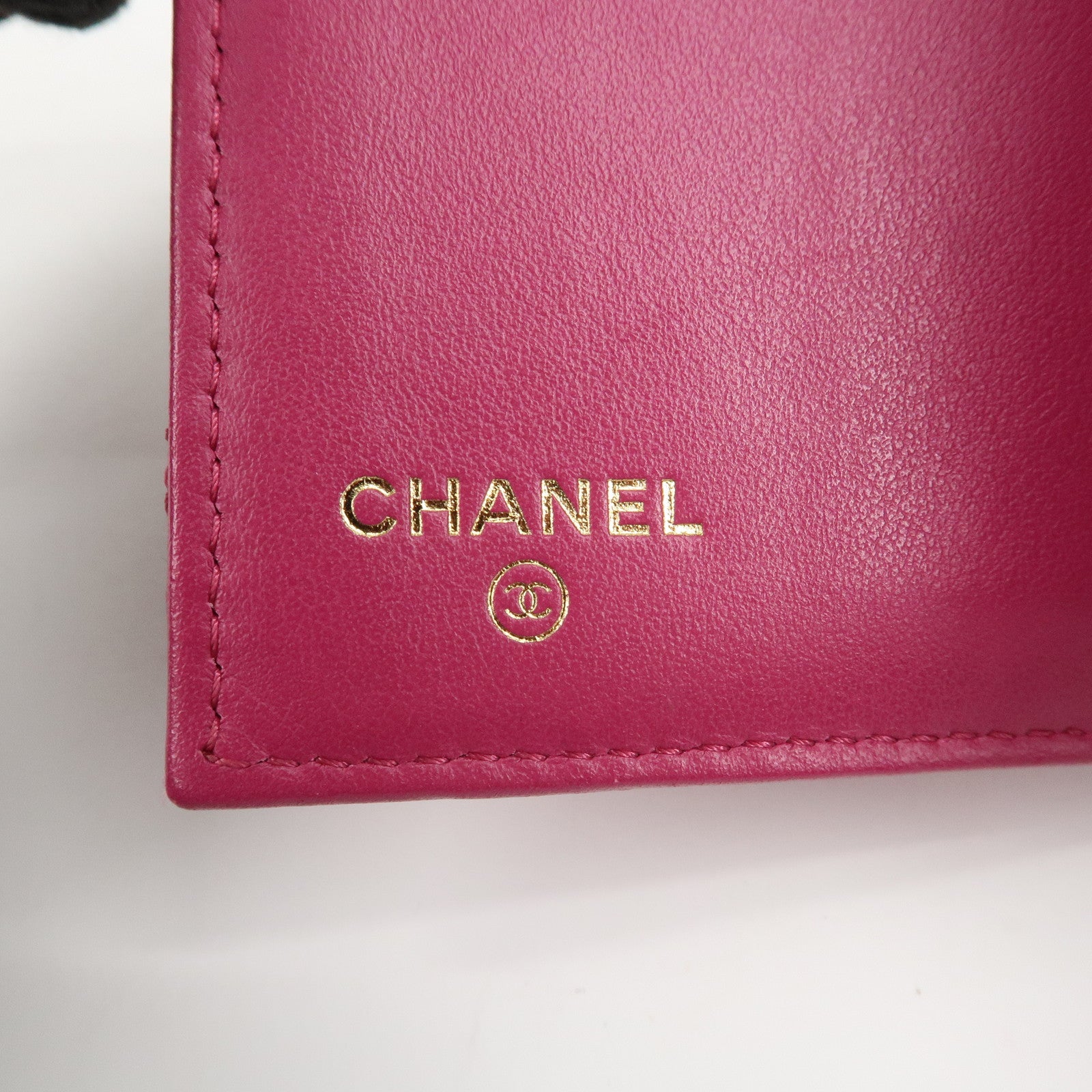 CHANEL Camellia No.5 Lamb Skin Leather Compact Wallet Pink A70615