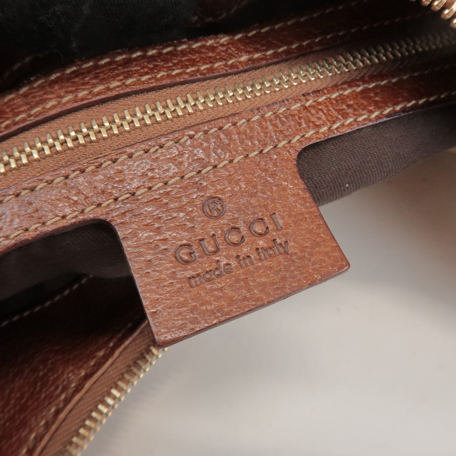 GUCCI Bamboo GG Canvas Leather Shoulder Bag Beige Brown 137577