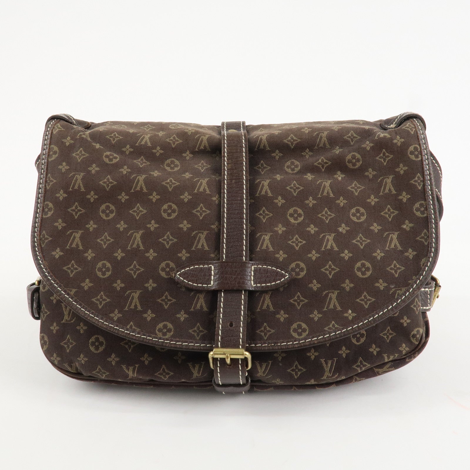Louis Vuitton Monogram Mini Lin Saumur 30 Shoulder Bag Brown M95227 Used