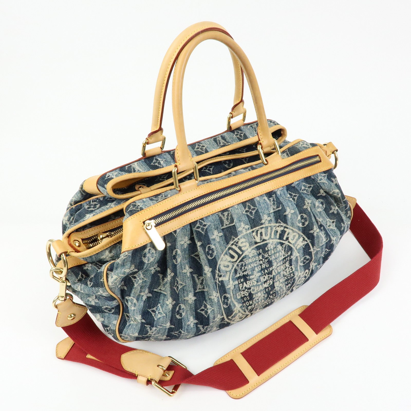 Louis Vuitton Monogram Denim Cabas Raye GM 2Way Hand Bag M95336