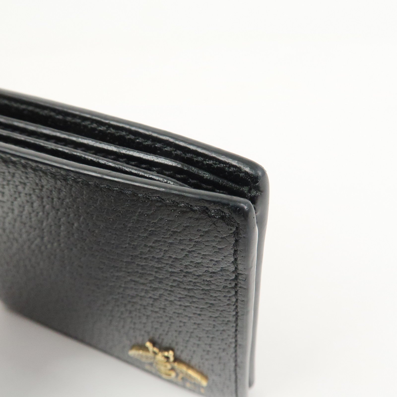 GUCCI Animalier Leather Bi-fold Compact Wallet Black 523664