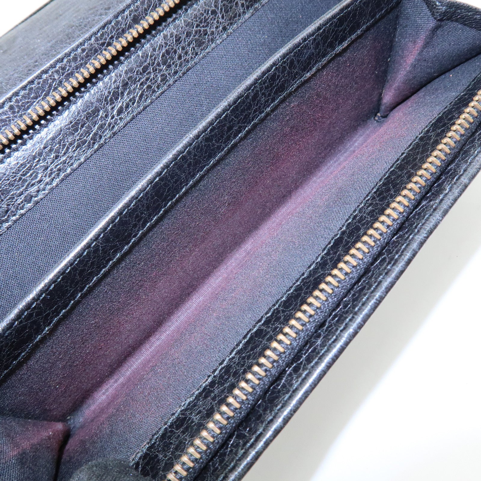 BALENCIAGA City Leather Bi-fold Long Wallet Black 253038