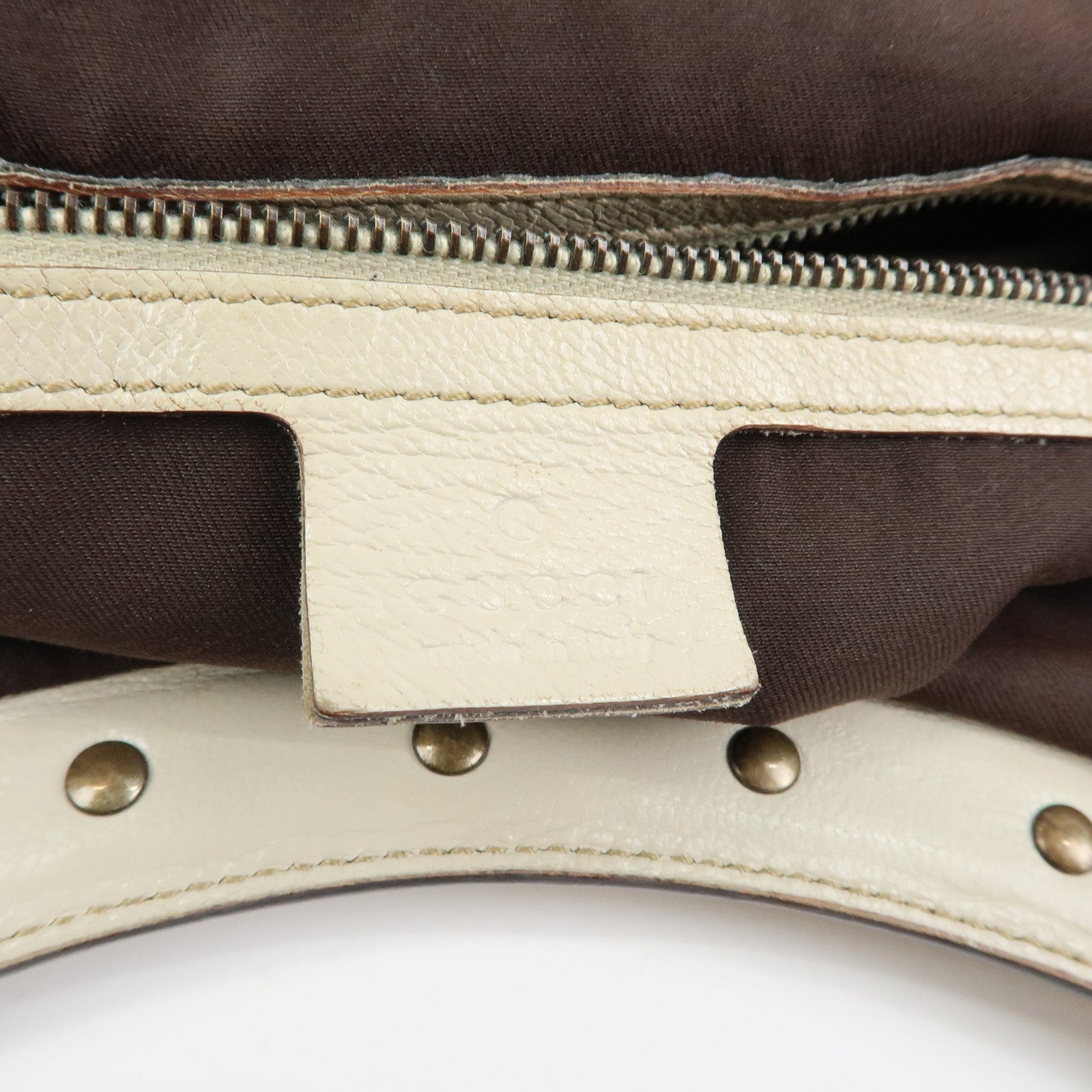 GUCCI Bamboo Leather Hand Bag Shoulder Bag Ivory 124293