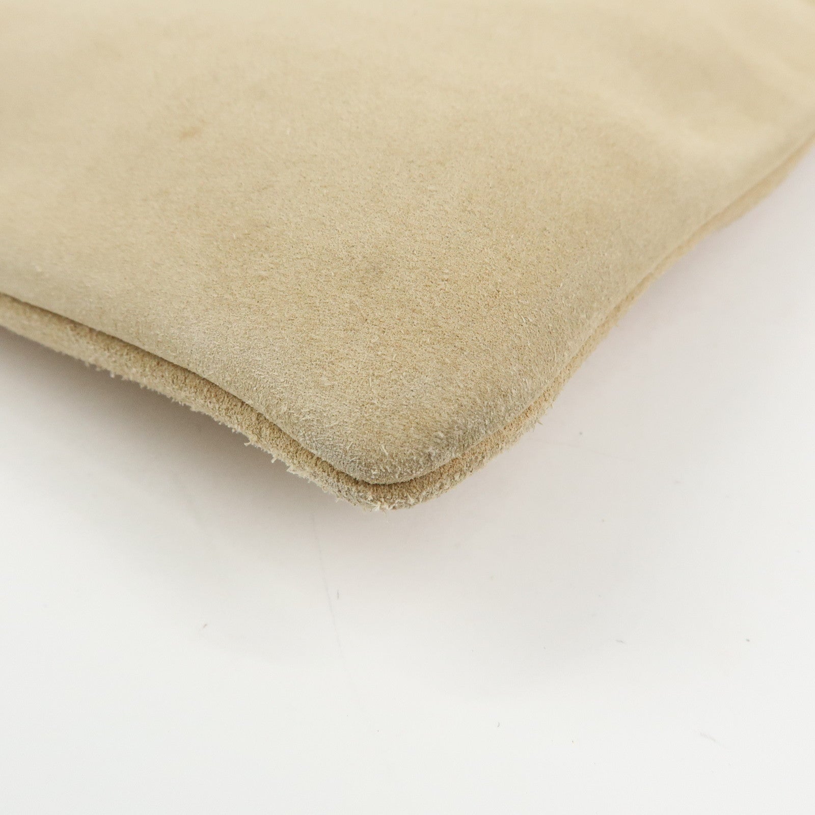 LOEWE Anagram Suede Leather Tote Bag Hand Bag Beige White