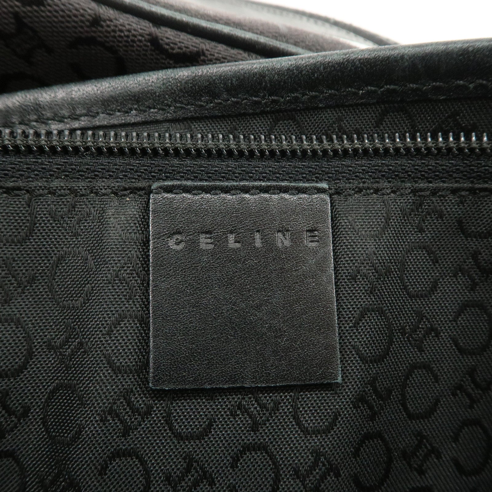 CELINE C Macadam Canvas Leather Tote Bag Shoulder Bag Black