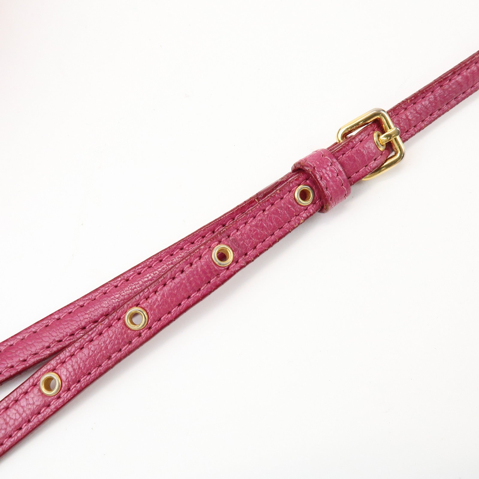 MIU MIU Logo Madras Leather Shoulder Bag Crossbody Bag Pink RT0539