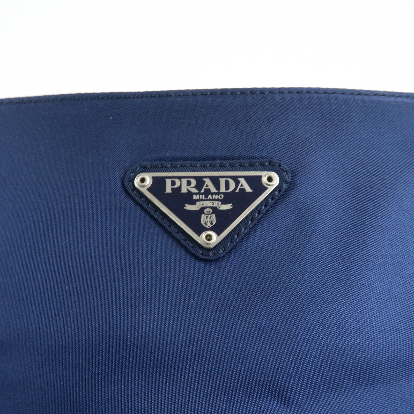 PRADA Triangle Logo Nylon Shoulder Bag Hand Bag Navy B6242