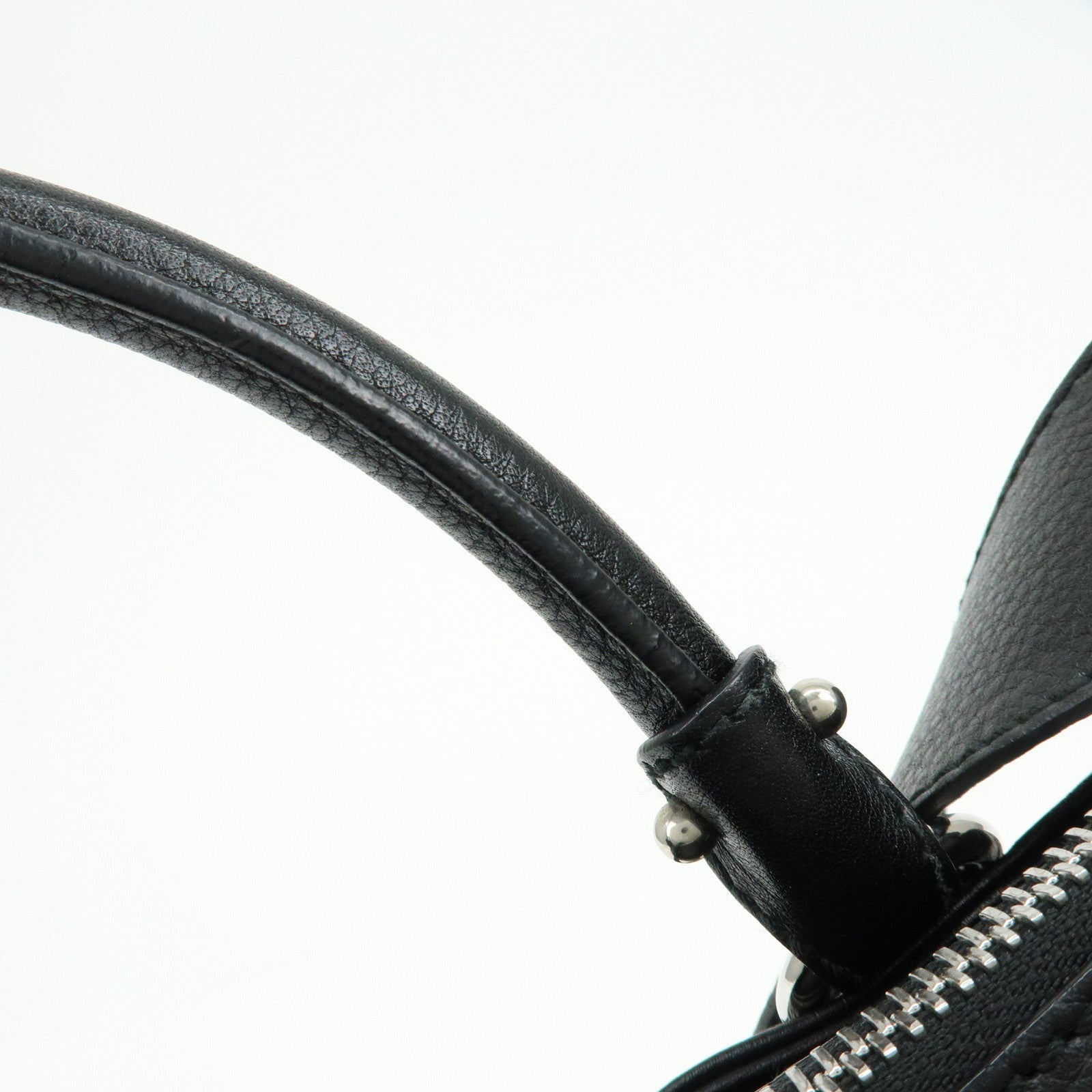 Ferragamo Gancini Leather 2Way Bag Hand Bag Shoulder Bag Black
