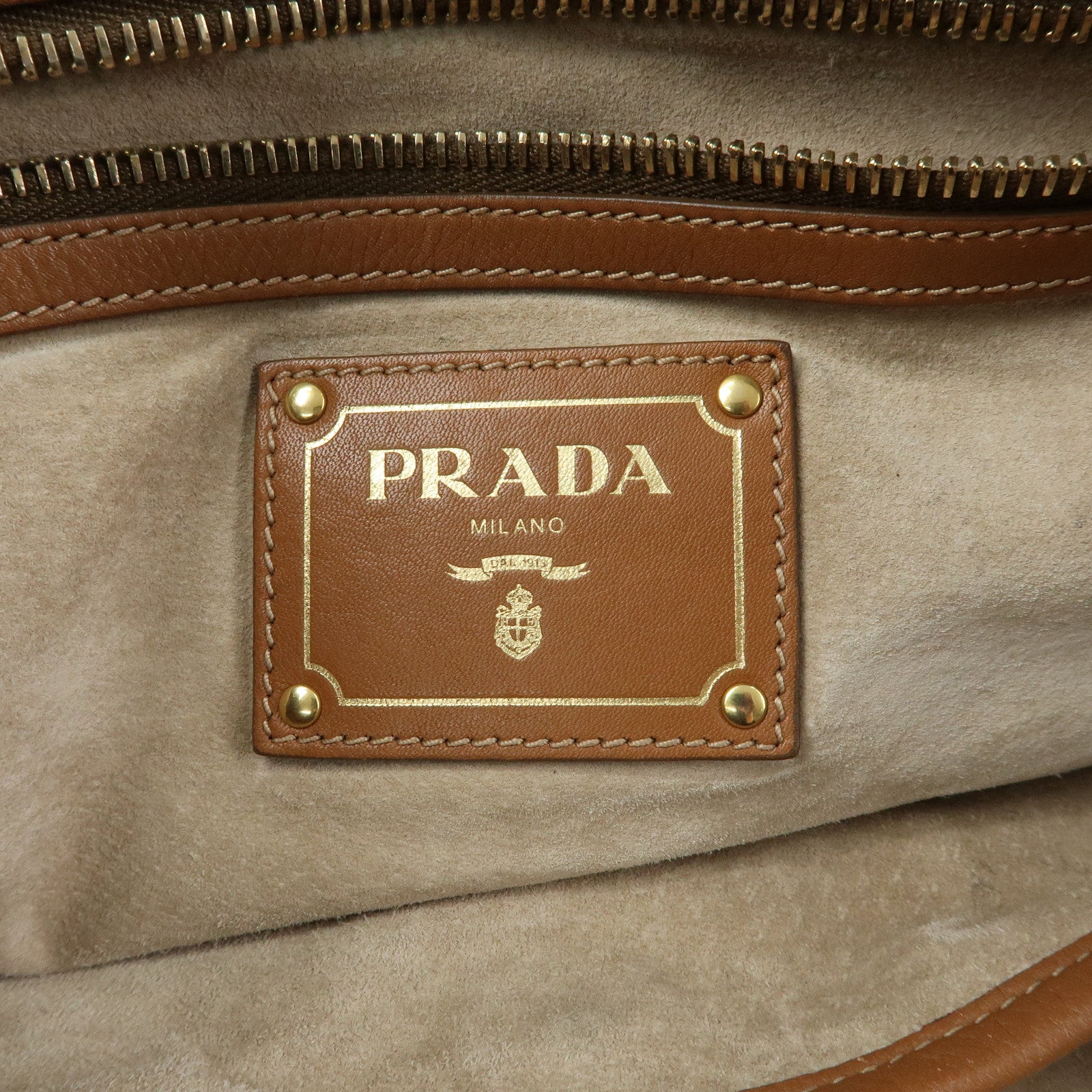 PRADA Logo Leather 2Way Tote Bag Shoulder Bag Brown BN1713