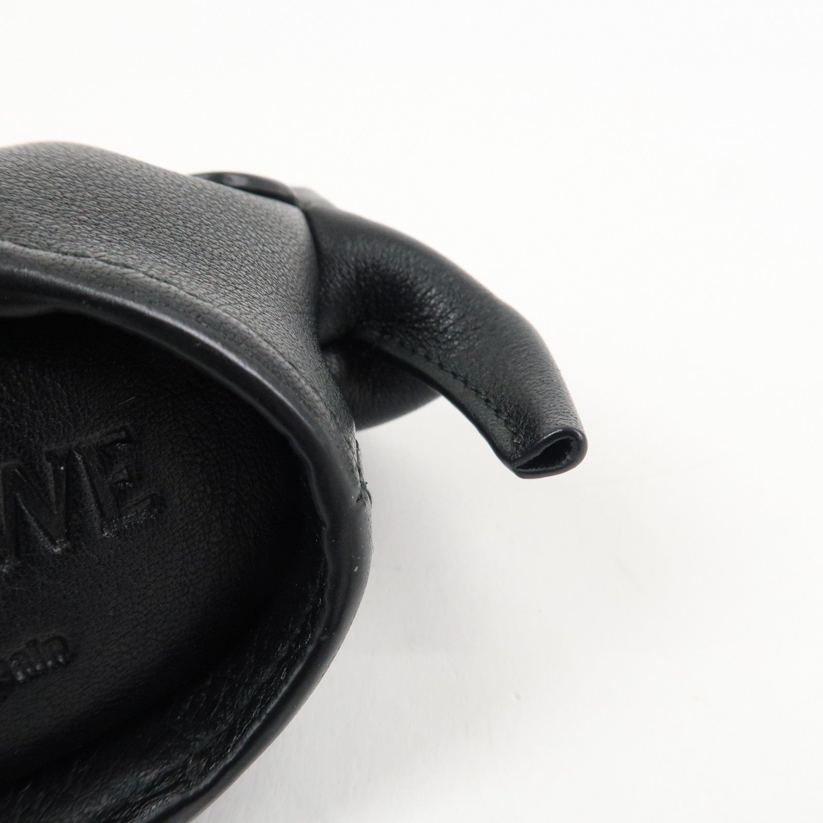 LOEWE Calf Skin Animal Coin Case Elephant Charm Black Used