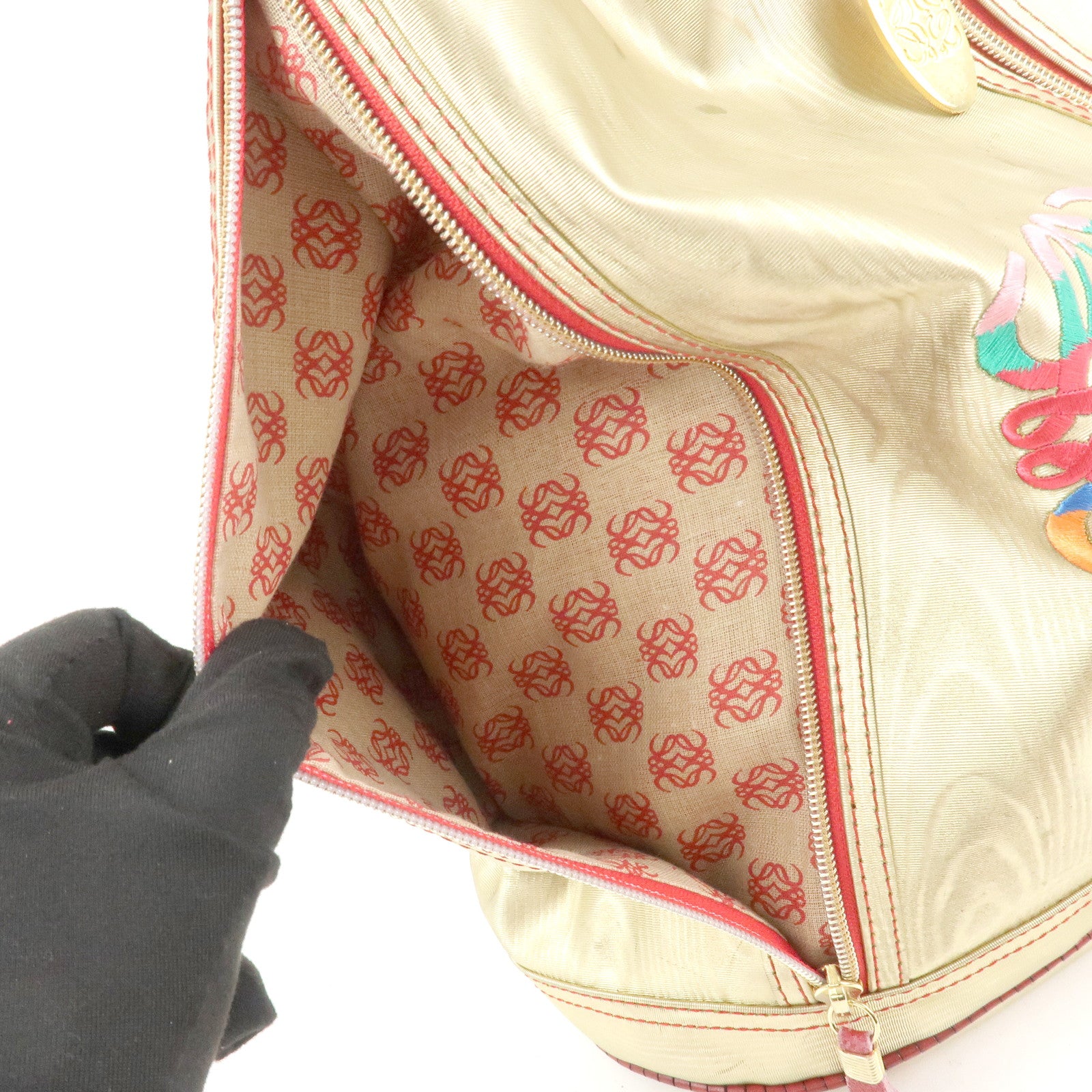 LOEWE Anagram PVC Leather Backpack Shoulder Bag Gold